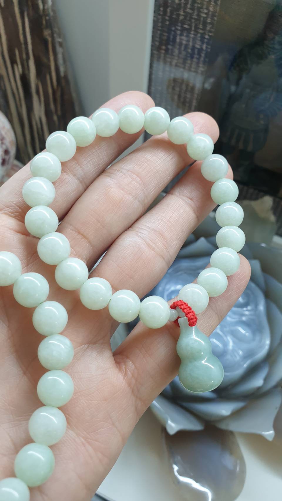 Wu Lou Gourd Jade Charm Bracelet - Yellow Green Jadeite Beads