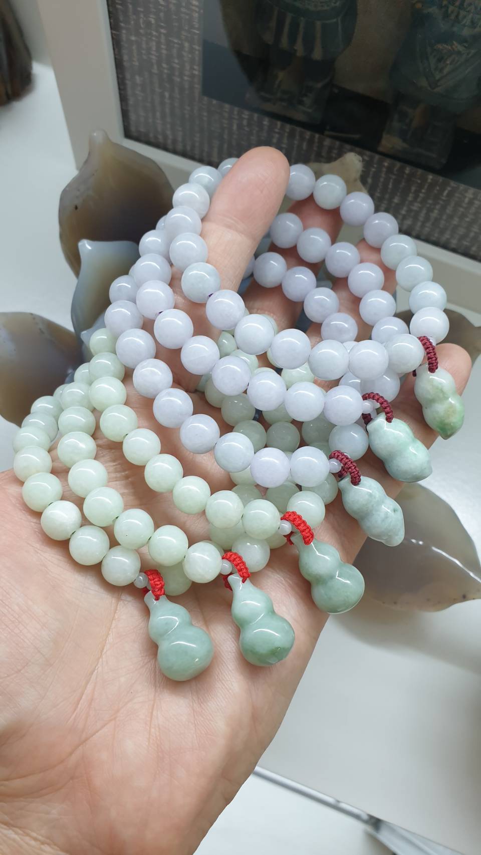 Wu Lou Gourd Jade Charm Bracelet - Yellow Green Jadeite Beads