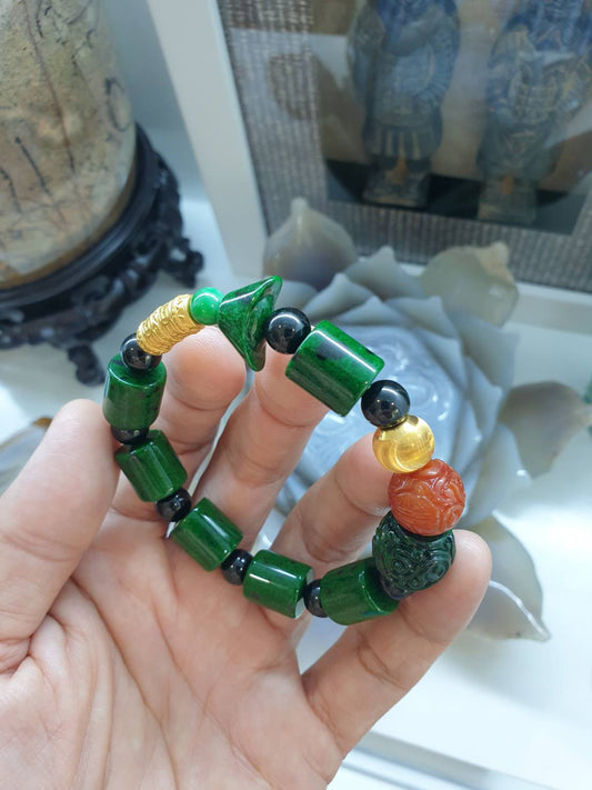 Premium Mawsitsit Cylinder Beads | 24K Gold Charmbracelet | Statement Wrist Candy