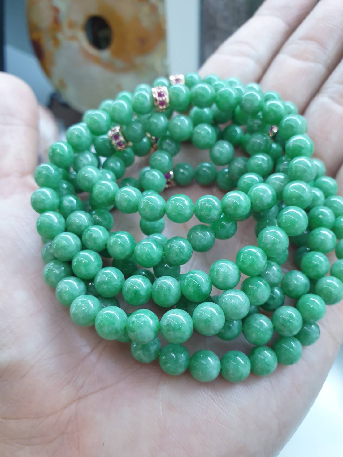 Classic Green Jade Bracelet | Type A Natural Apple Green Jadeite Beads
