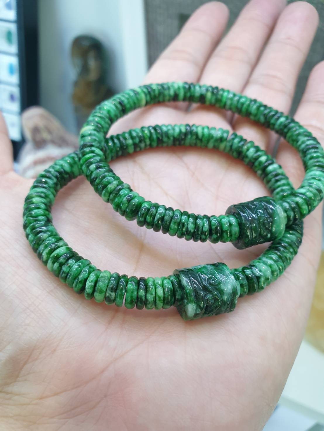 Green Jade Ru Yi Wishing Bracelet 17cm Myanmar Fei Cui Natural Jadeite Type A