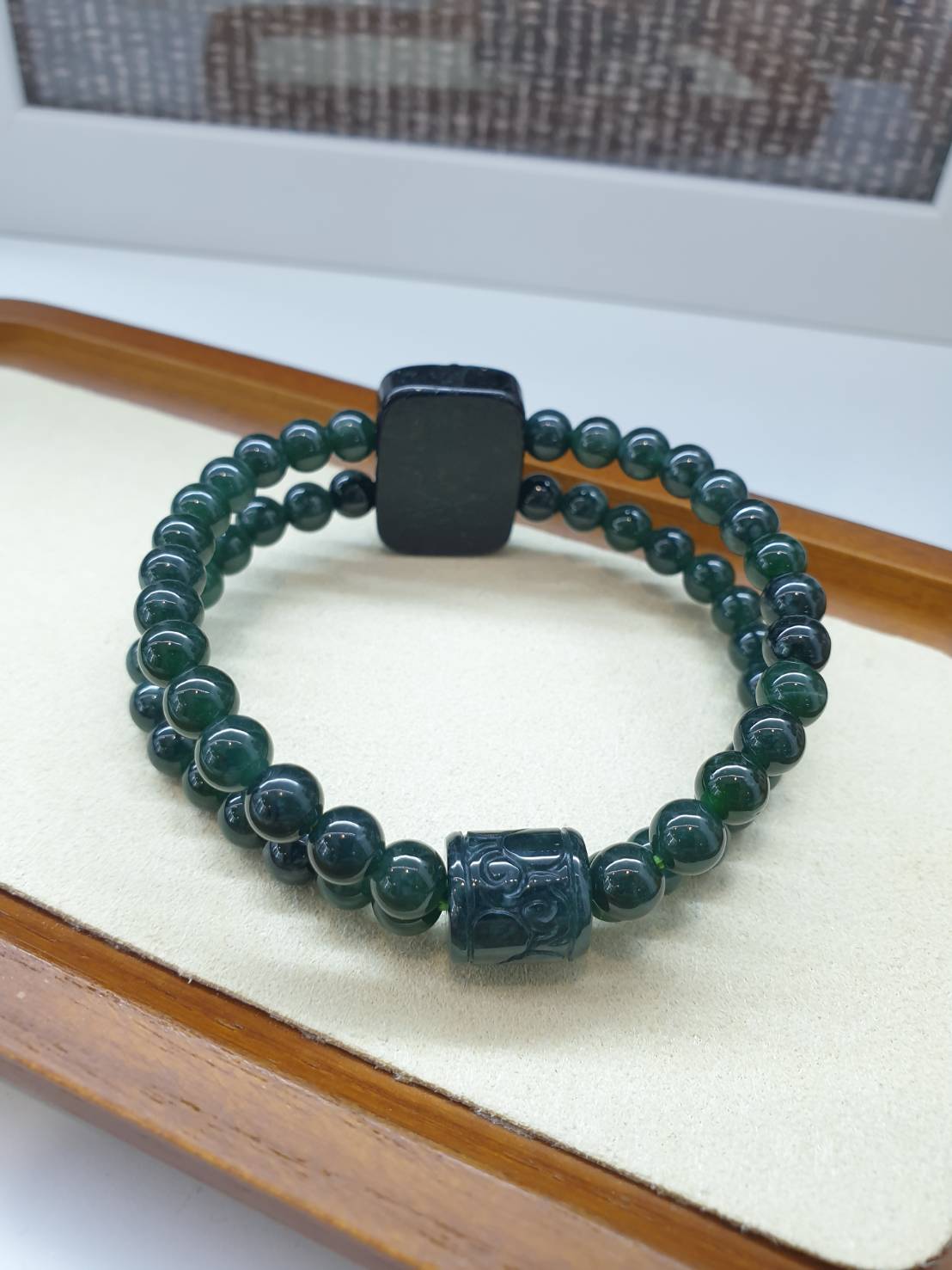 🐲 Jade Dragon Bracelet | Black and Blue Natural Jadeite
