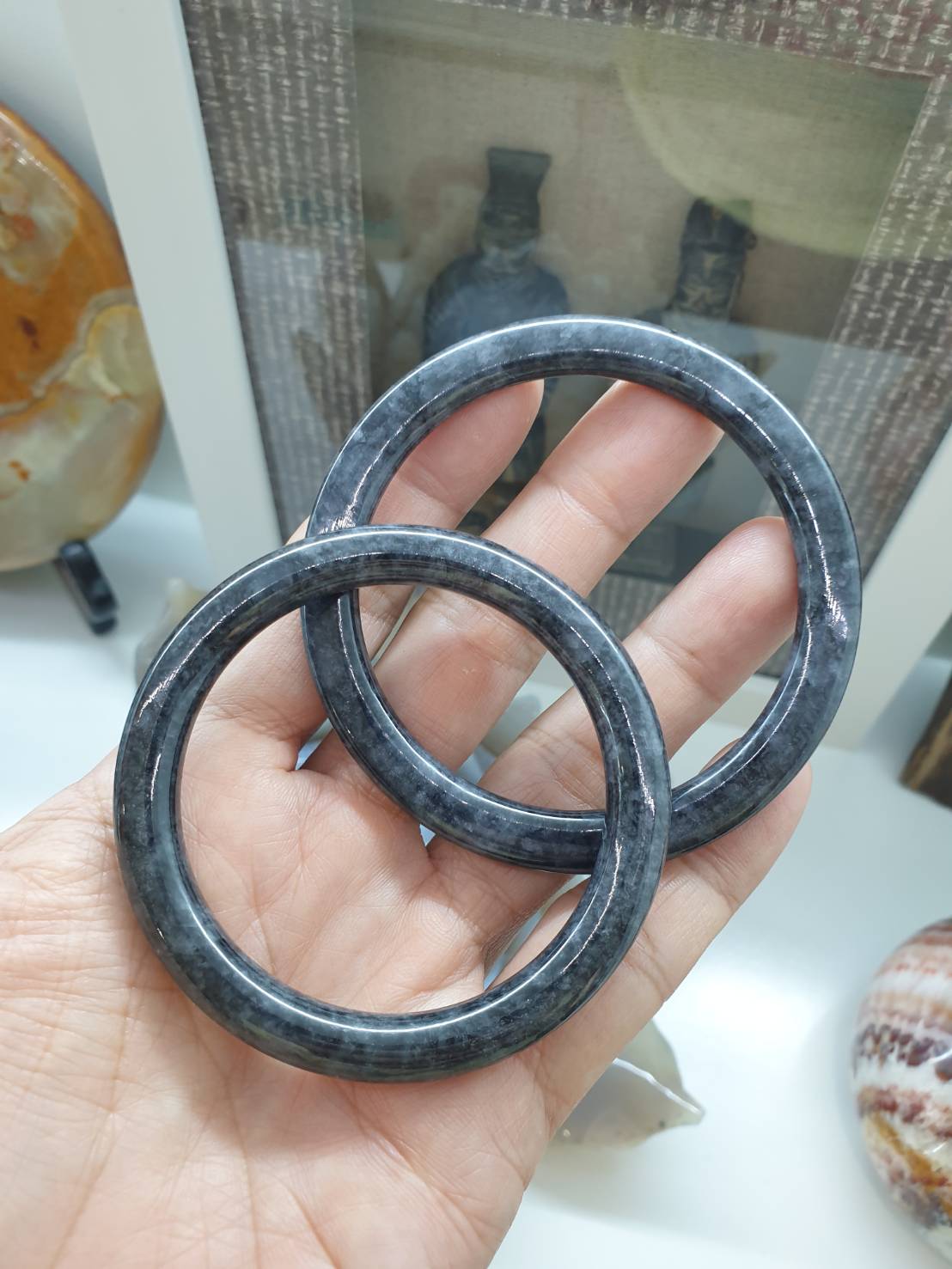 Black Jade Slim-Cylindrical Bangle (S 54 & 60) | Type A Natural Jadeite