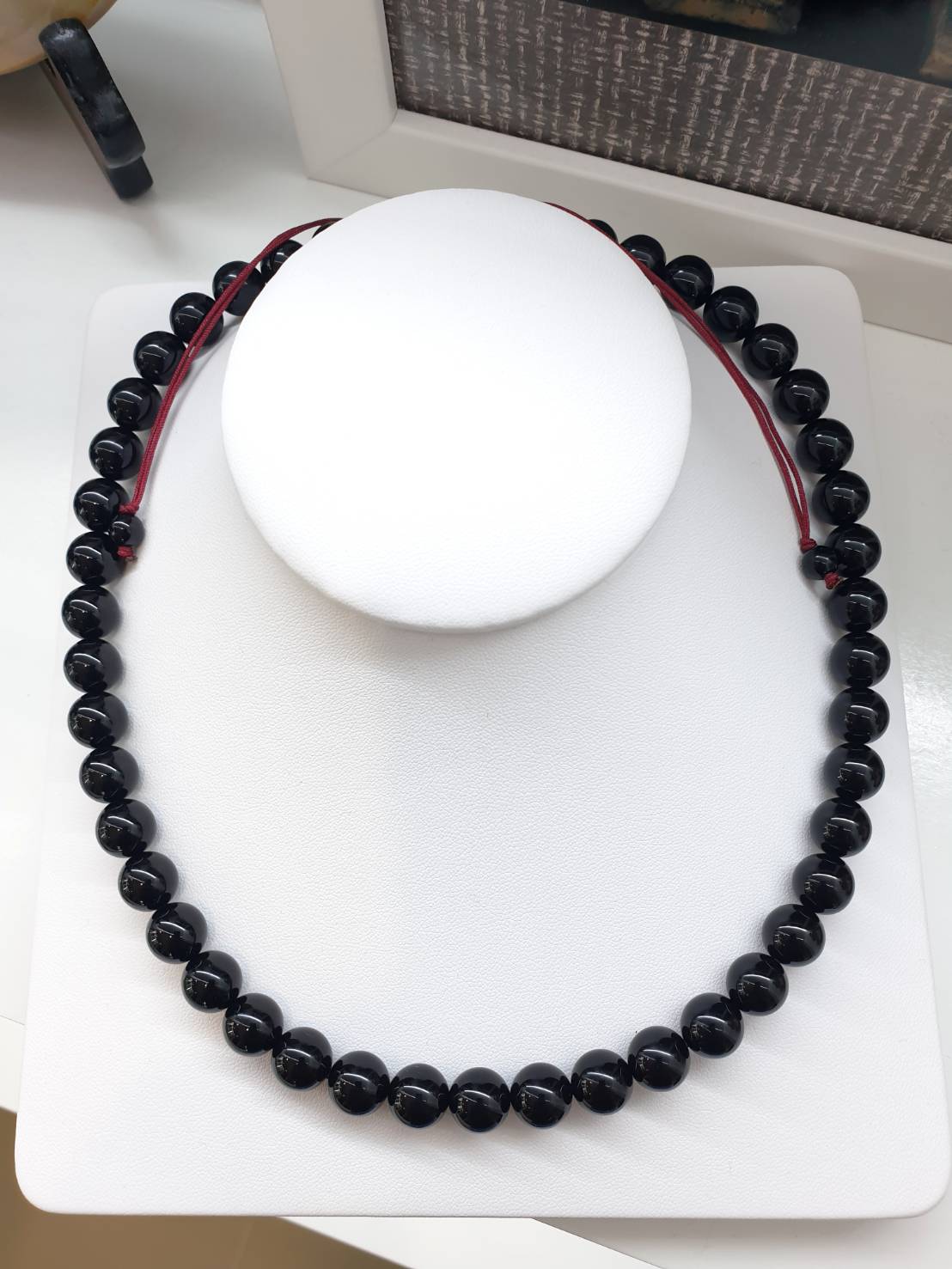 Black Onyx Beaded Necklace (17") | Elegant Choker with Natural Stone Beads