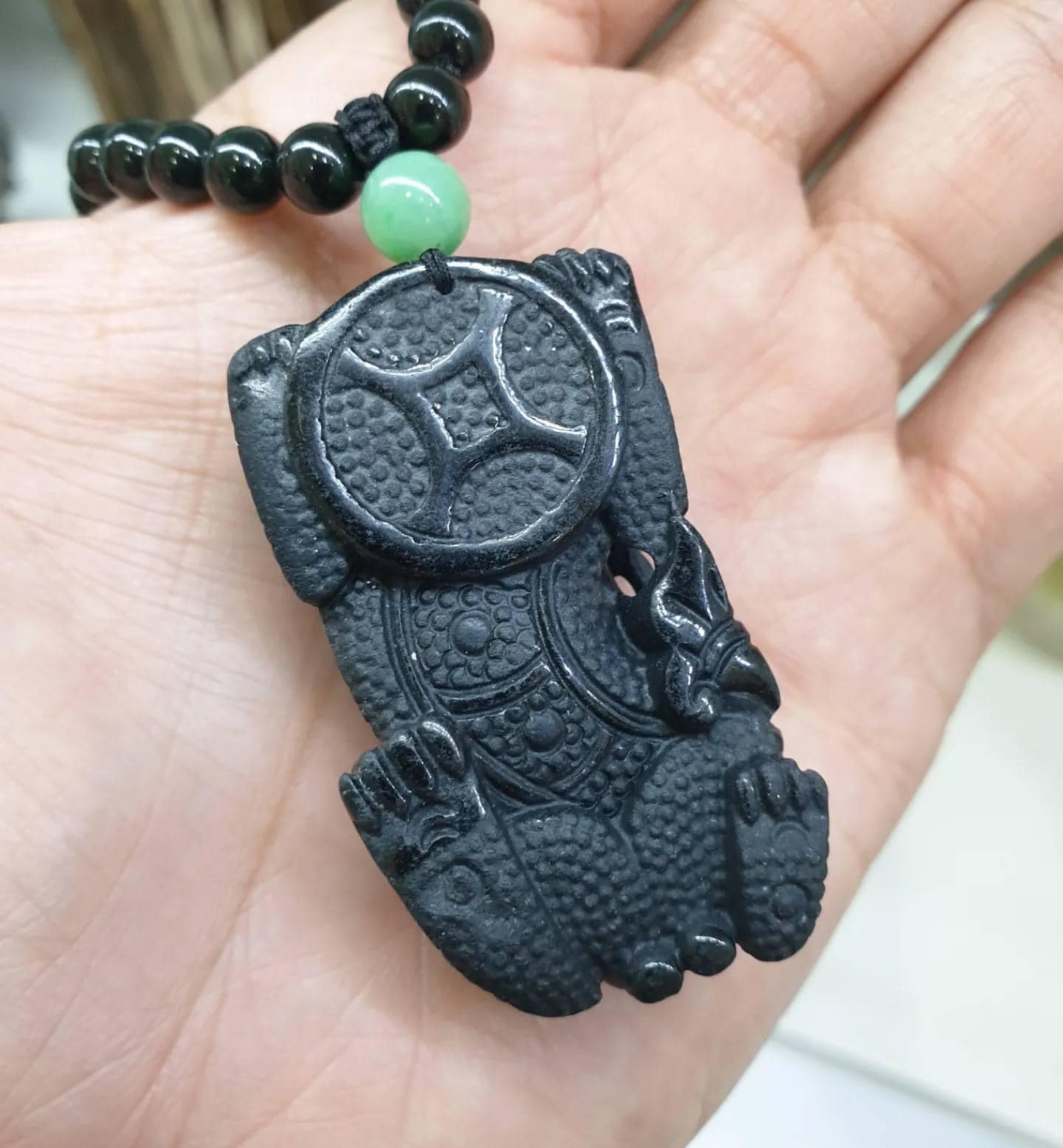 Black Jade Pixiu Beaded Necklace (23") | Fei Cui Original Jade | His or Hers Fortune Necklace