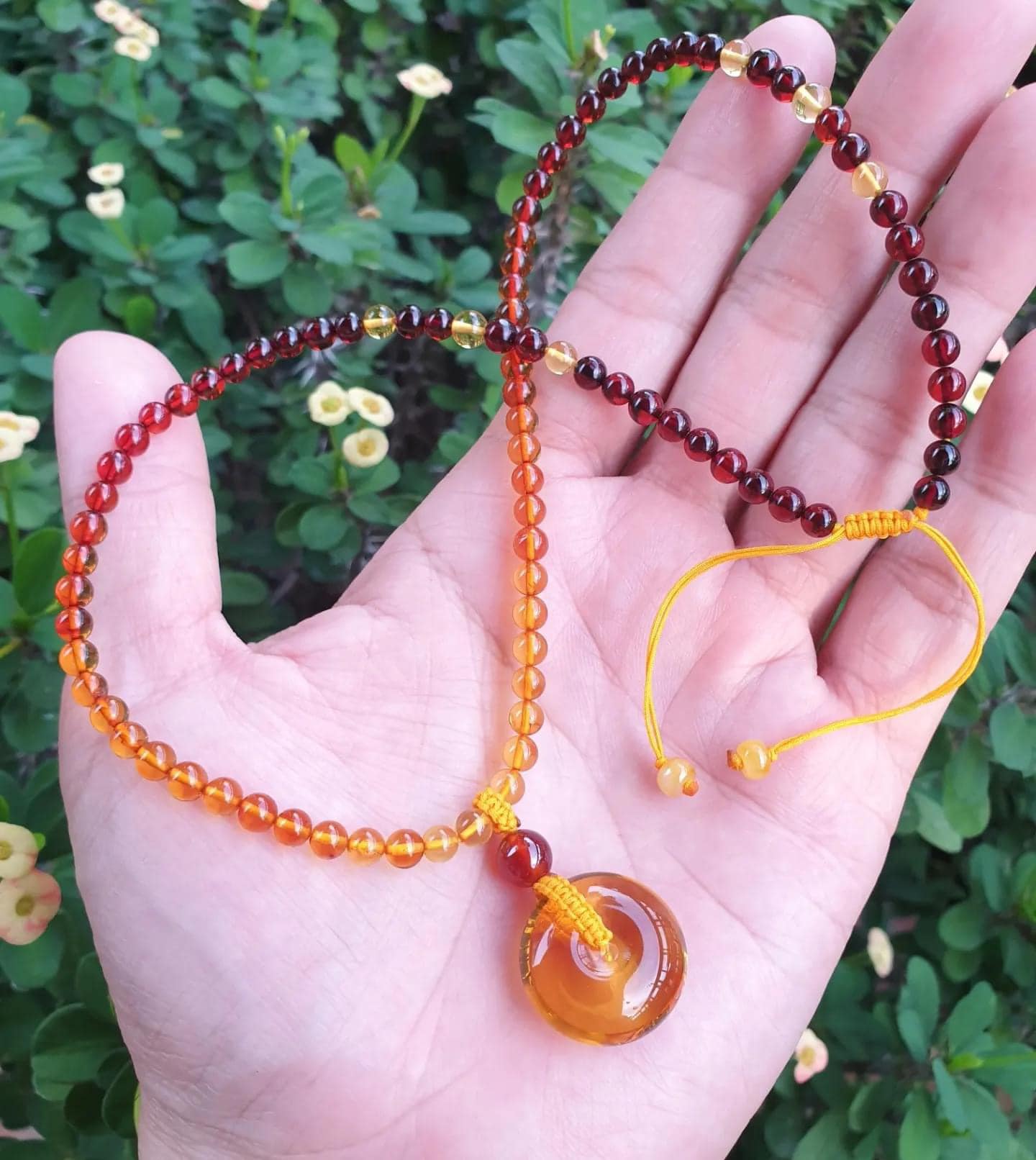 Amber Ping An Kou Beaded Choker Necklace 16 inch Natural Myanmar Amber