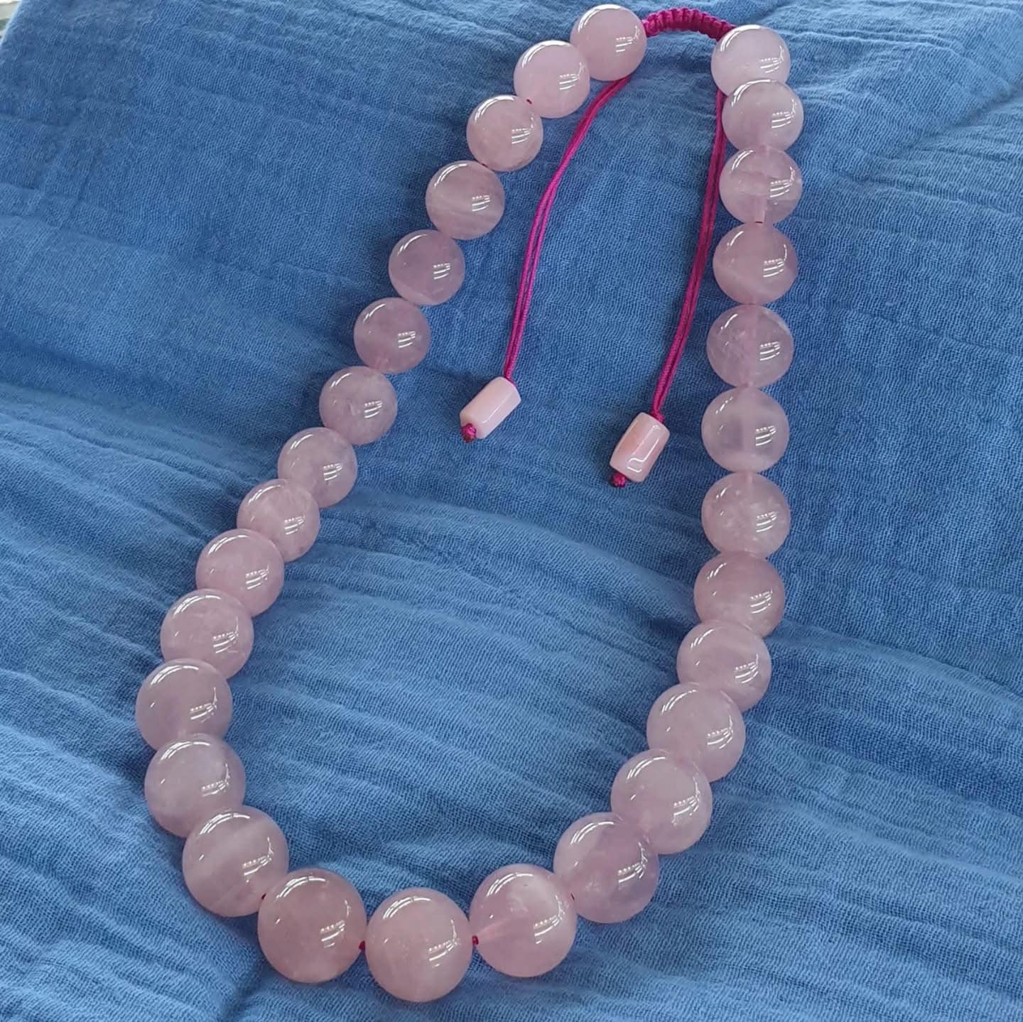 Rose Quartz Beaded Necklace (17") | Lovely Choker with Natural Stone Beads