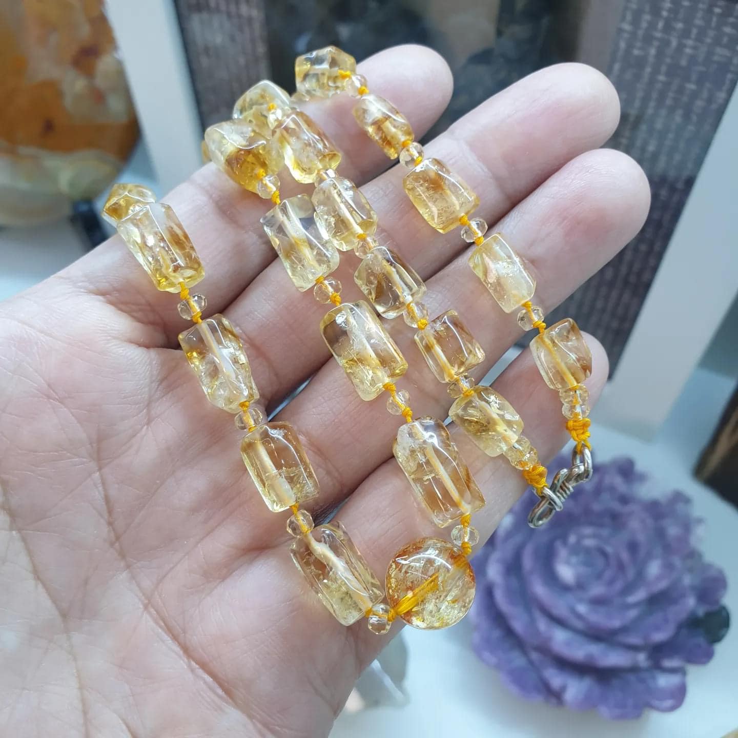 Citrine Beaded Necklace (22")