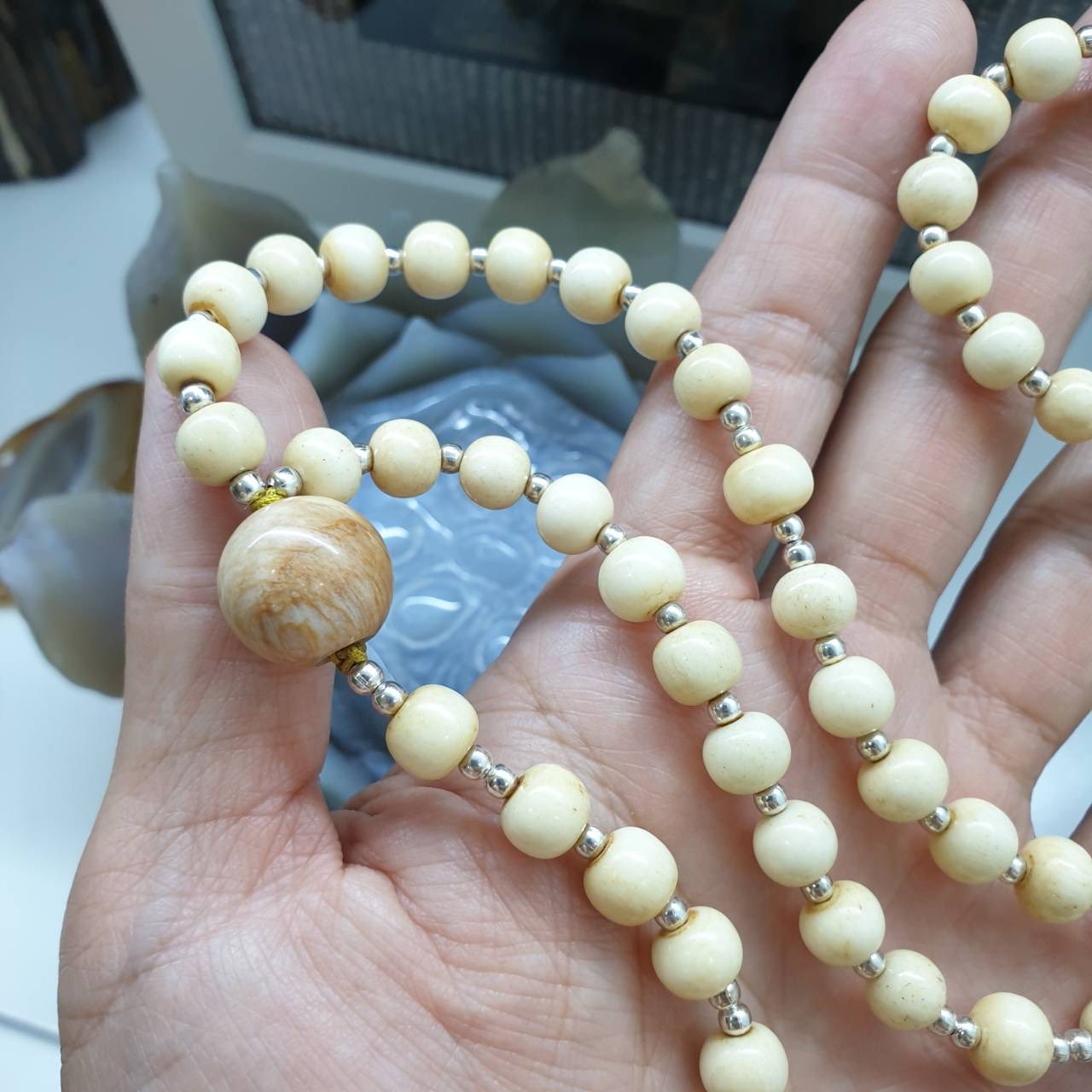 Rosary Beads | Natural Organic Beads + Sterling Silver | Gift Idea for Him or Her 🎁