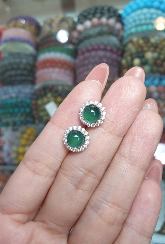 Blue Jade and Diamond Earrings | Solid 18K Gold | Original Fei Cui Natural Jadeite