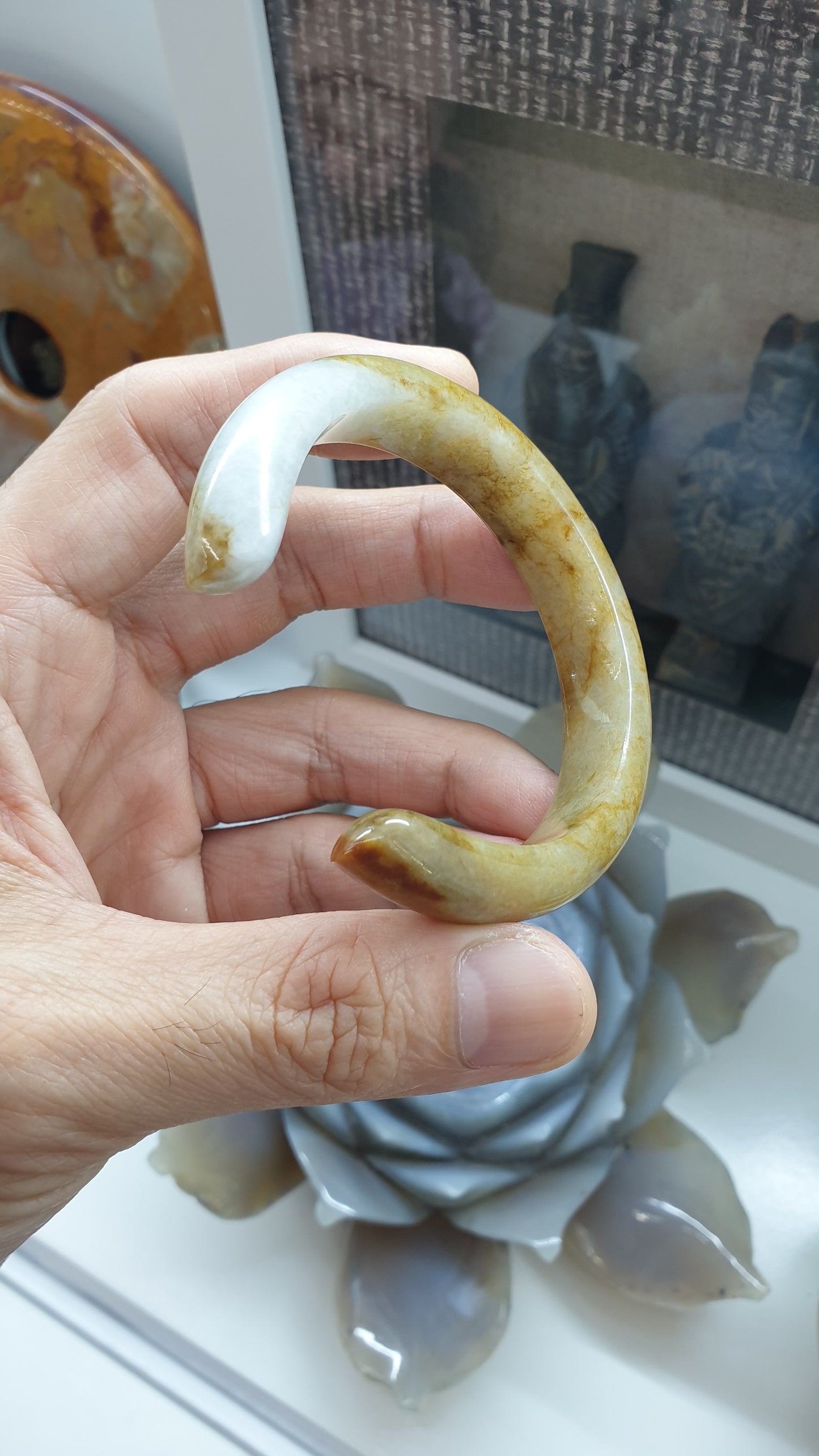 Jade Cuff Bangle Size 56 - 57 Hok Lok Siew Type A Natural Jadeite