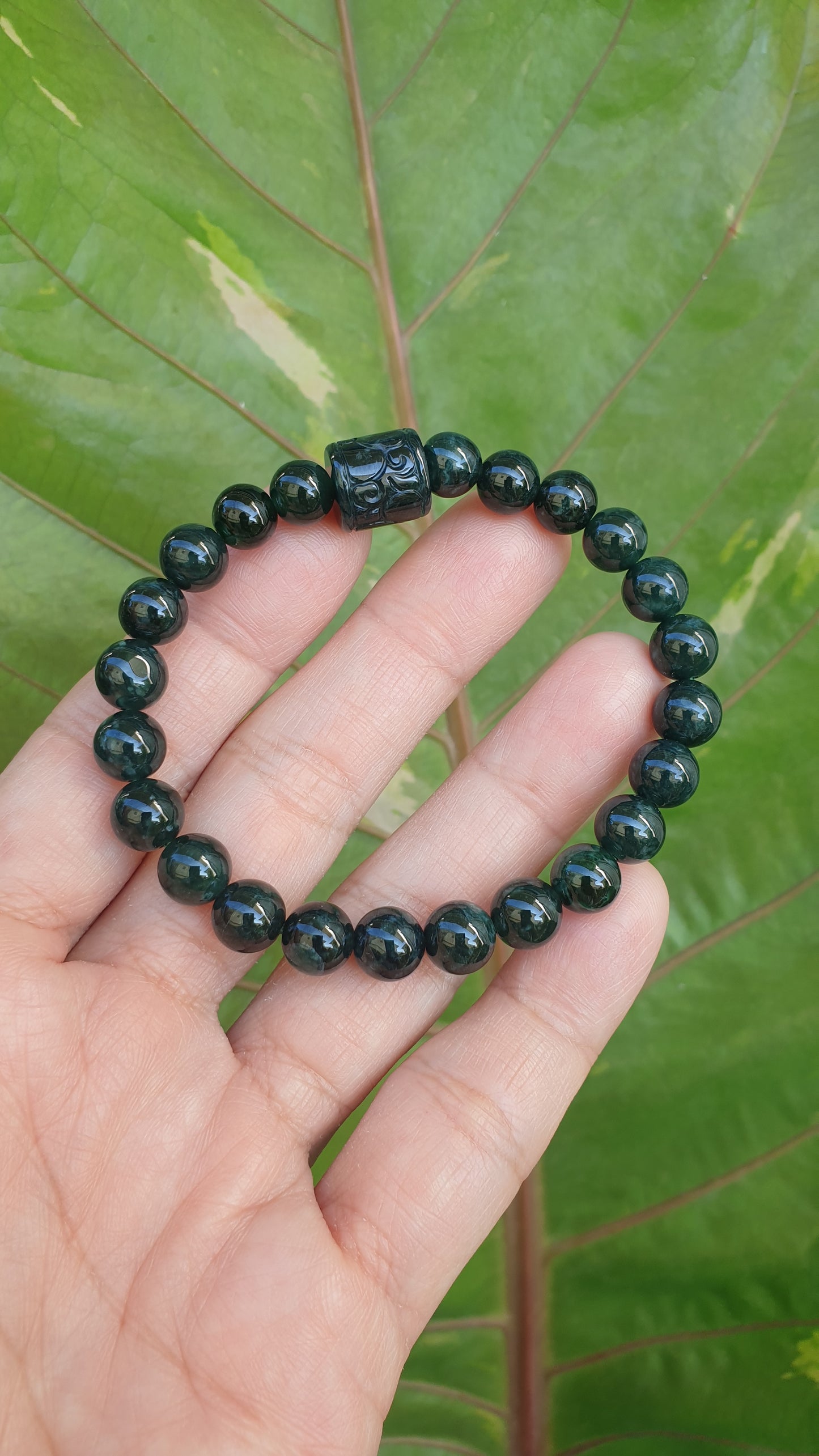 Blue Jade Stack Bracelets 17cm Pixiu and Ru Yi Luckycharms Type A Natural Jadeite