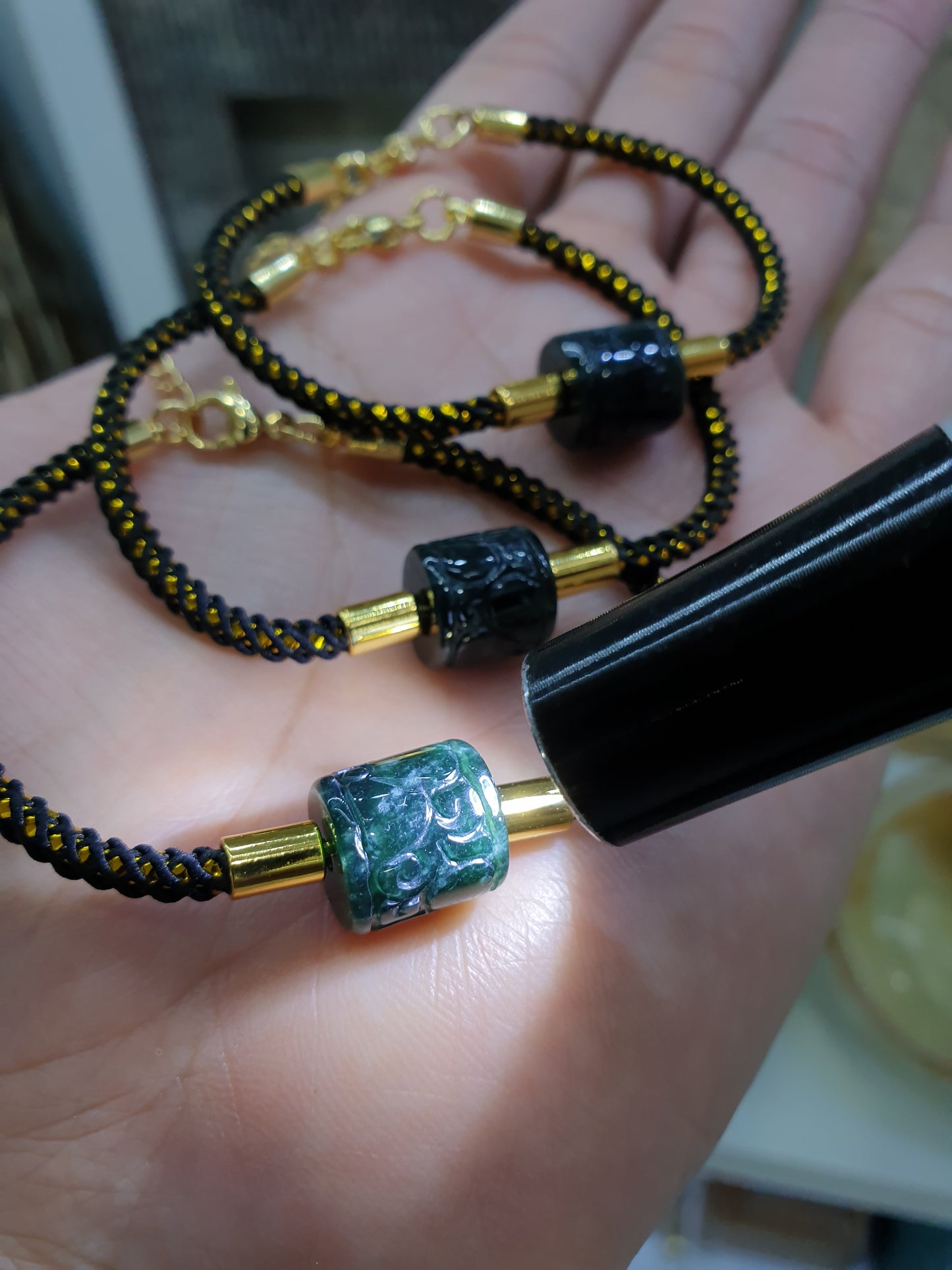 Blue Jade Ru Yi Extension Bracelet Type A Natural Jadeite