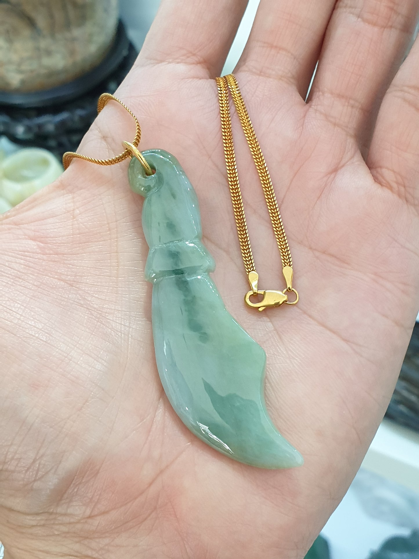 Jade Bolo Pendant | Solid 9K Gold & Type A Natural Jadeite | Statement Piece Jewelry