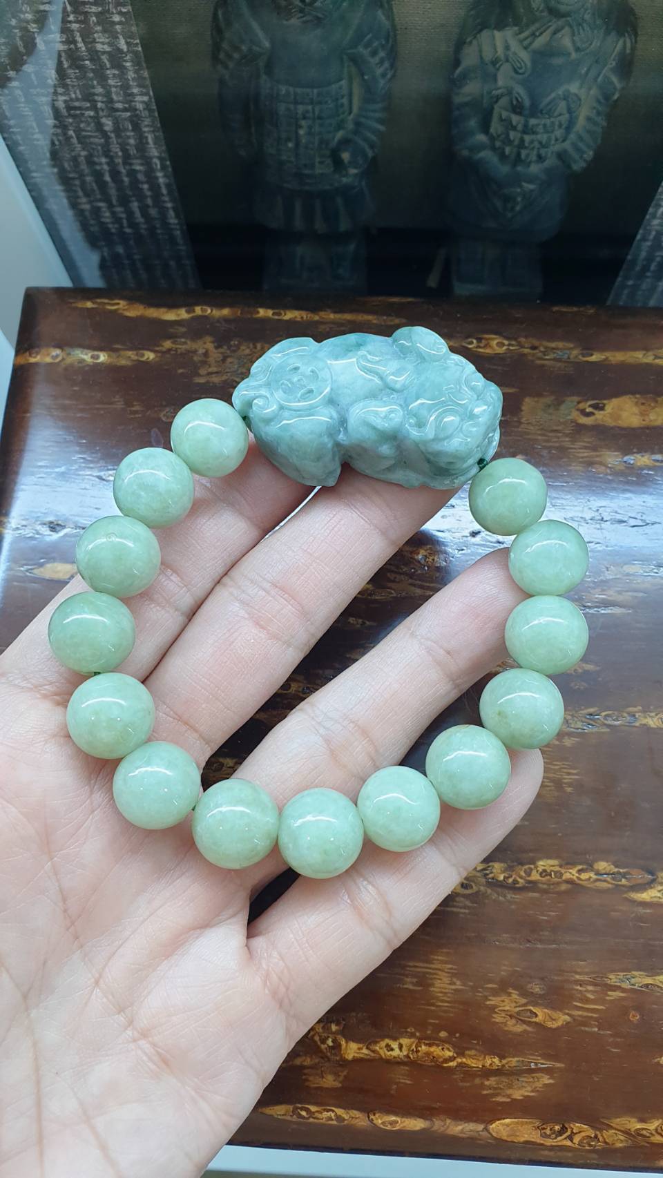 Jade Pixiu Bracelet, Selection (17 - 18 cm) | Type A Natural Jadeite | His or Hers Luckycharm Wristcandy