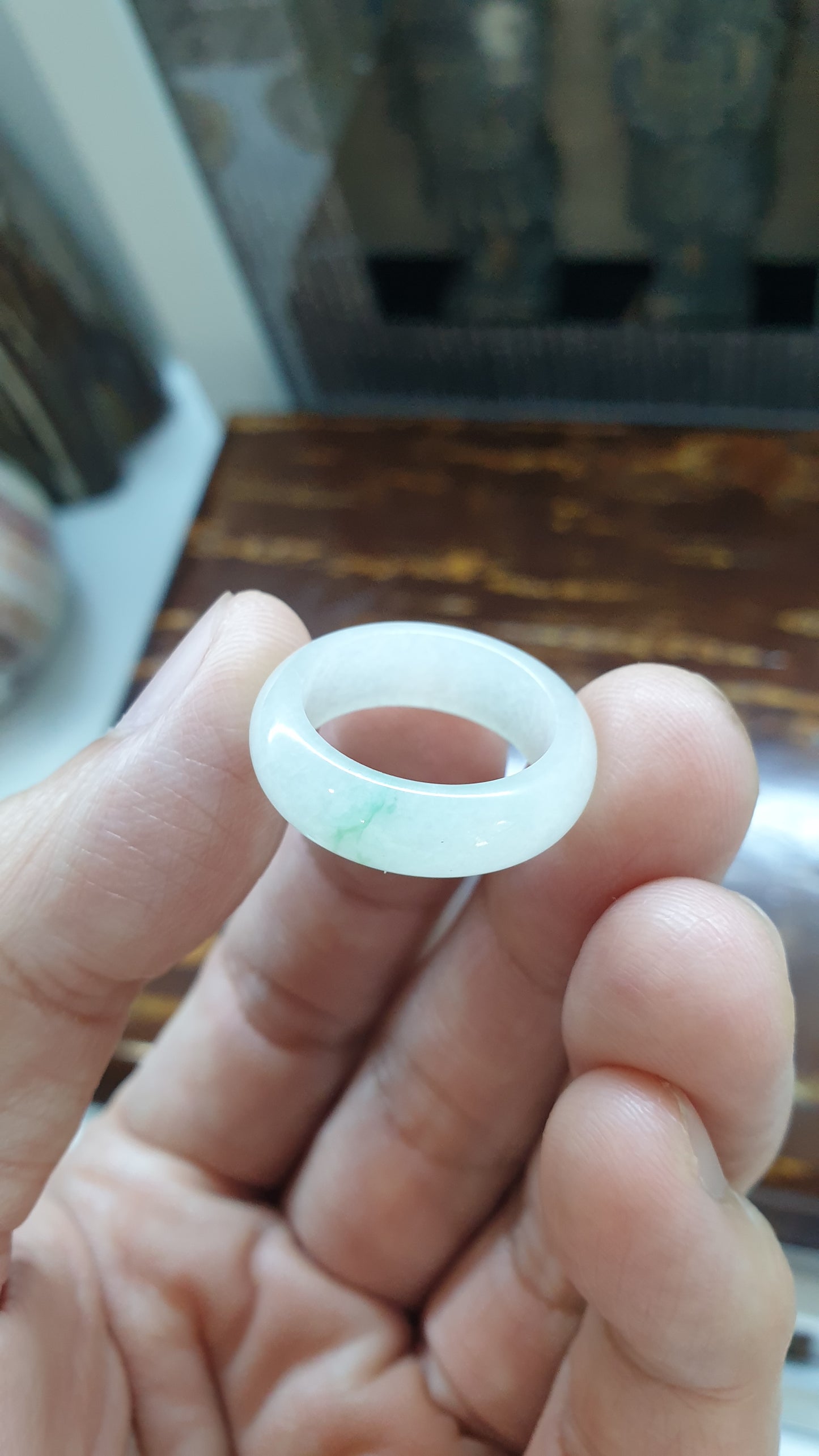 Icy White Jade Ring (Size 7 US) | Fei Cui Type A Natural Jadeite