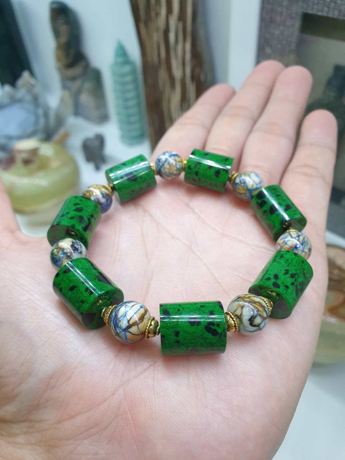 Mawsitsit, Azurite and 14K Gold | Rare - Collector's Edition | His or Hers Statement Bracelet