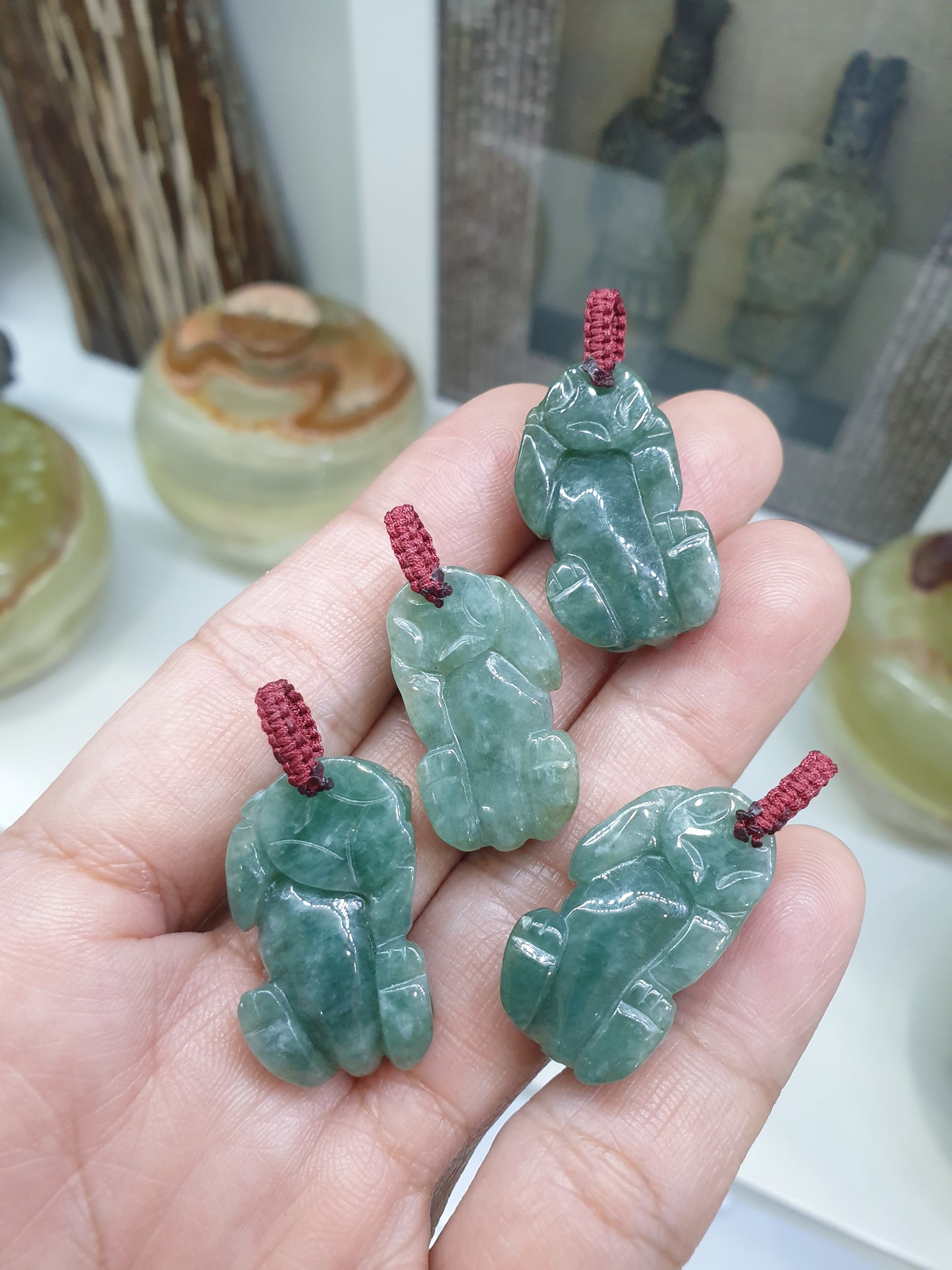 Jade Pixiu Pendant (Random Pick) | Fei Cui - Type A Jadeite | Handwoven Thread Bail