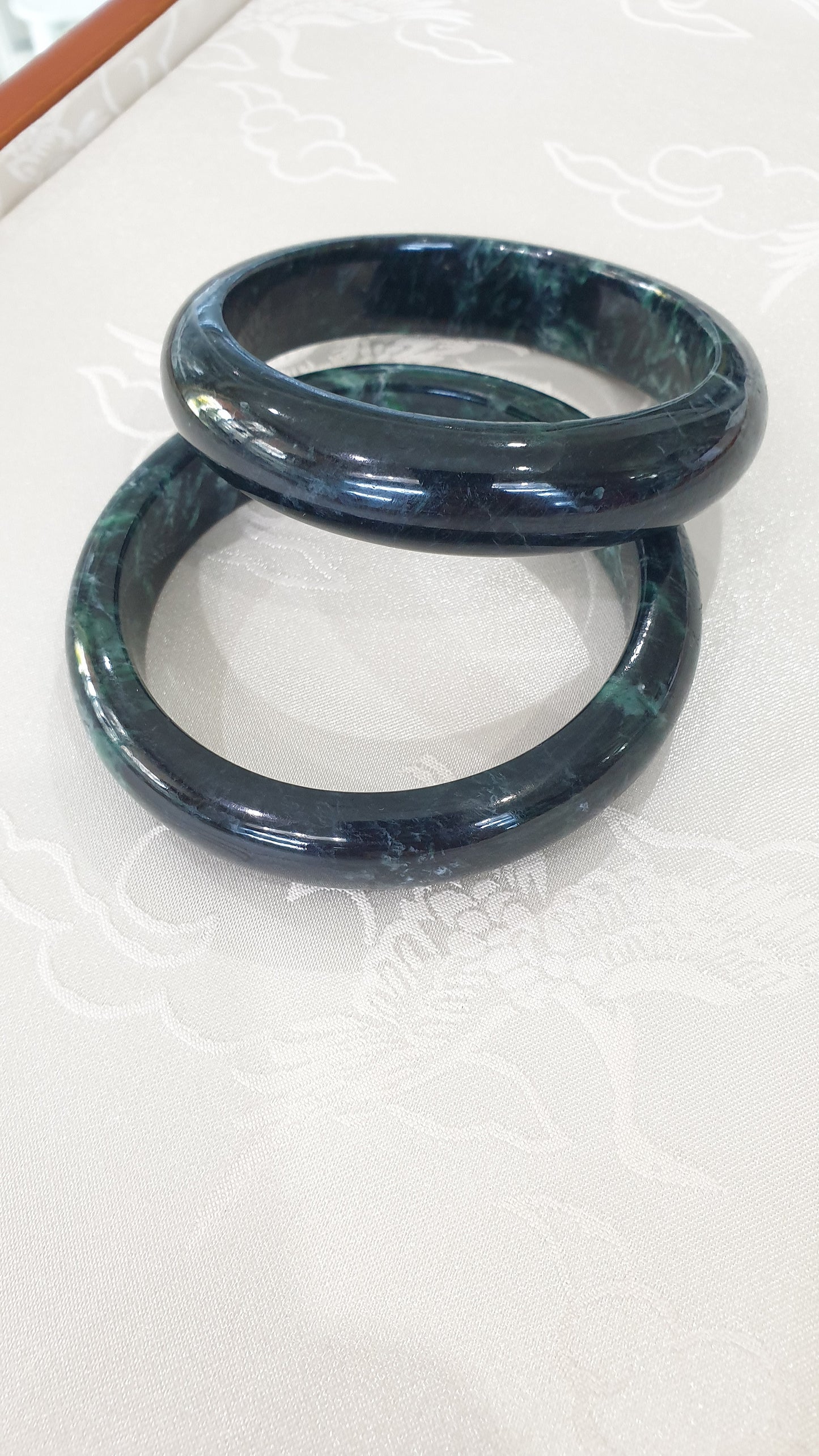 Natural Black Mawsitsit Bangle Size 64.5 - Myanmar Type A Jade