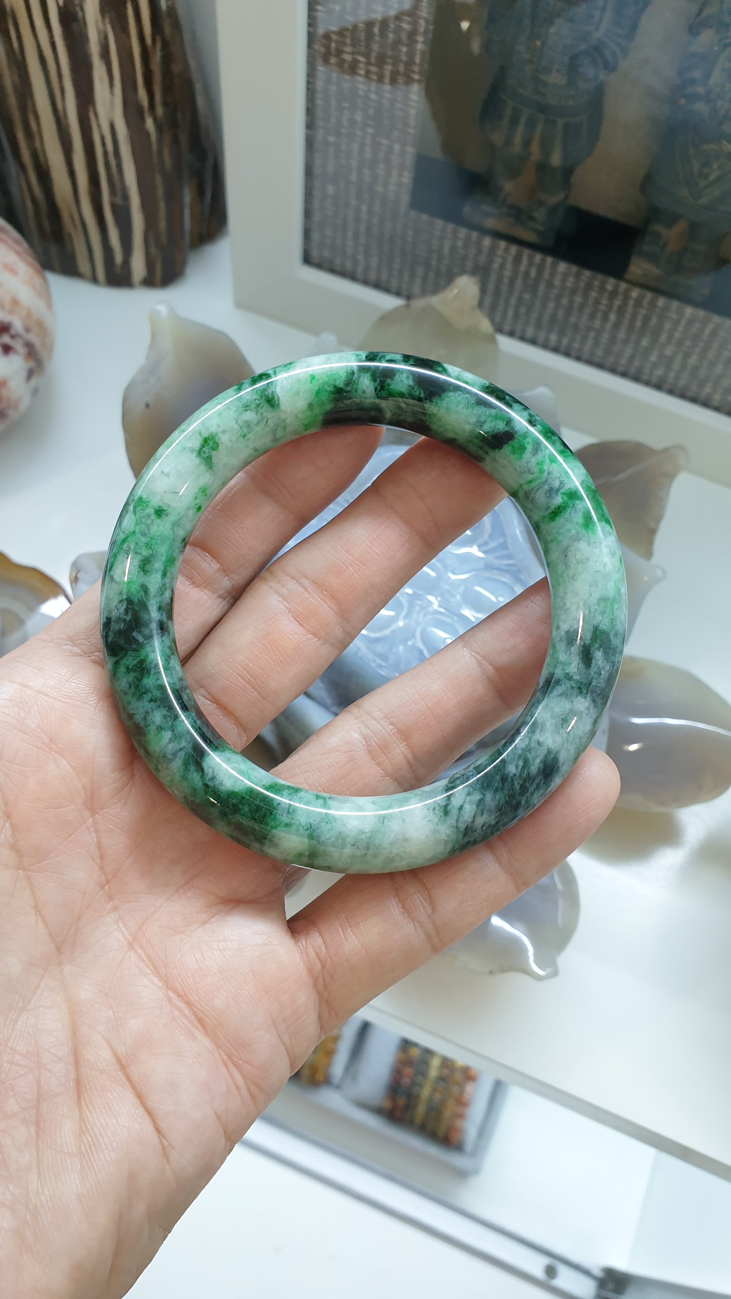 Green Jade Cylindrical Bangle (Size 61) | Fei Cui Type A Natural Jadeite | His or Hers Fortune Wrist Candy