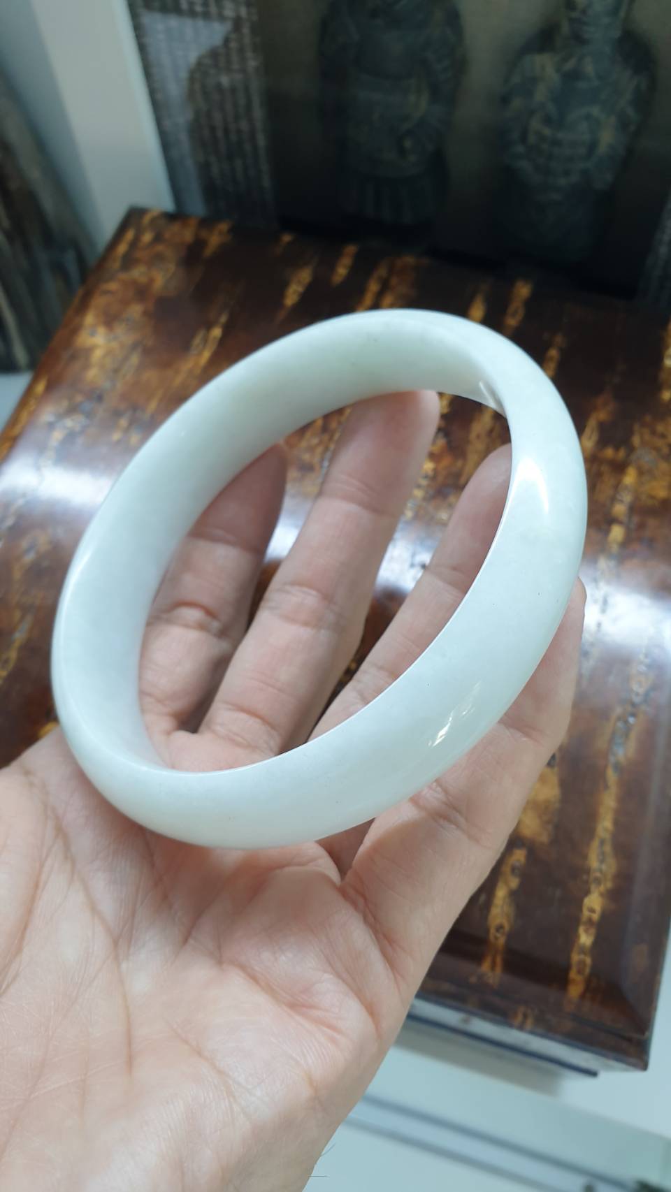 Plus Size White Jade Bangle S78 Type A Myanmar Jadeite Fei Cui