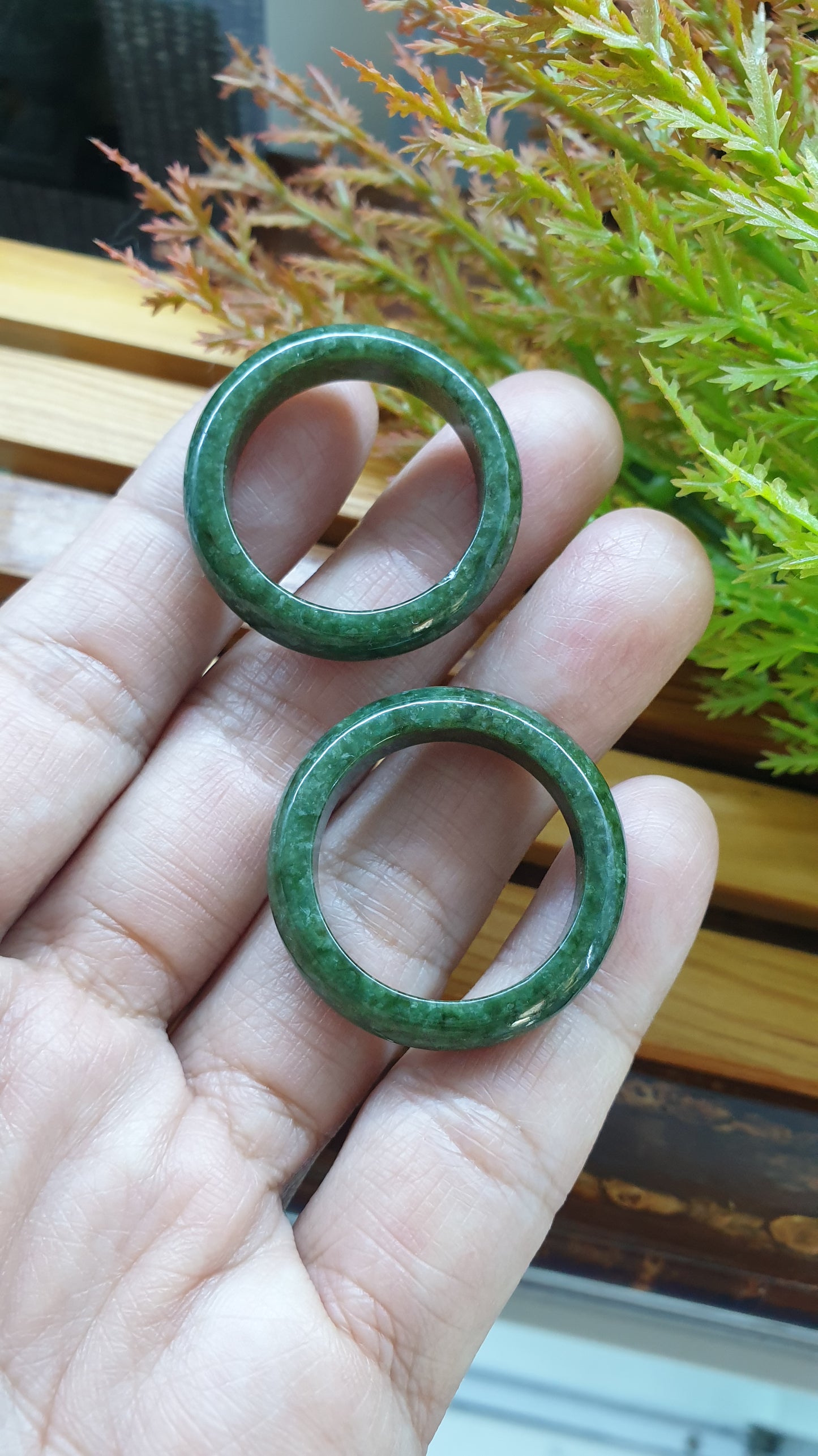 Plus Size Green Jade Rings 15US Type A Natural Burma Jadeite