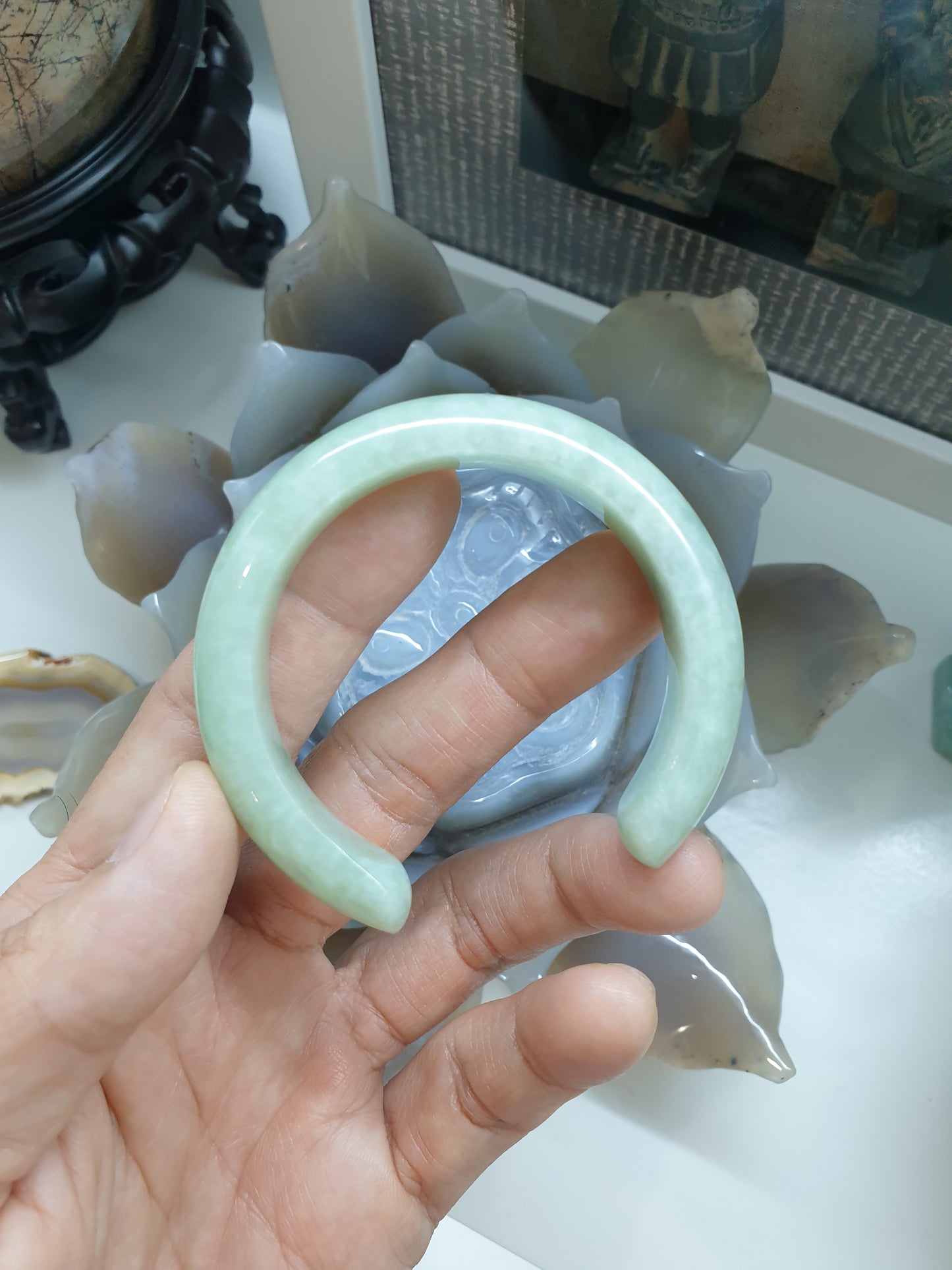 Jade Cuff Bangle Size 51 - 52 Type A - Natural Light Green Jadeite