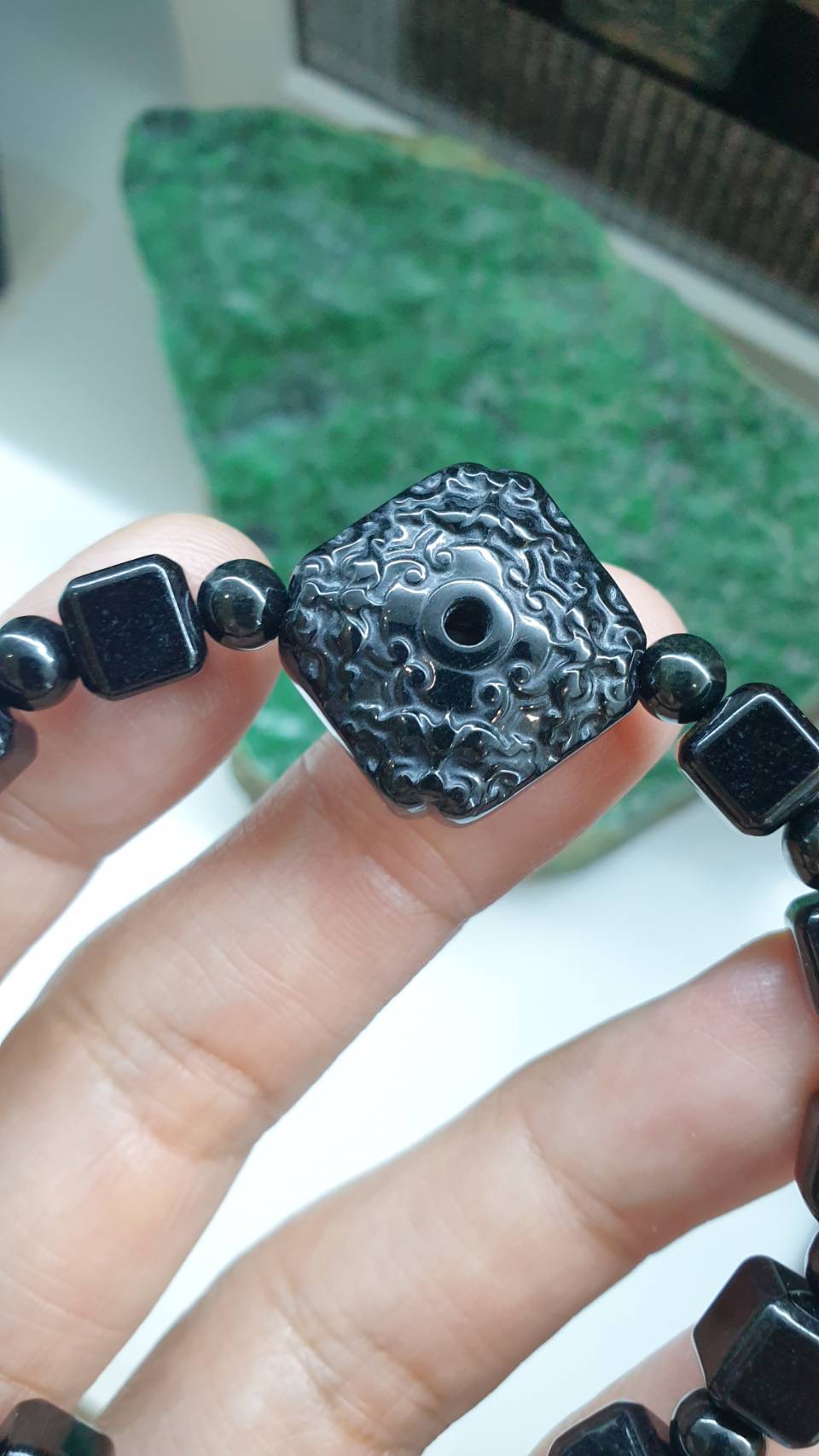 Avant Garde Black Jade Bracelet 17cm Type A Natural Myanmar Jadeite Beads