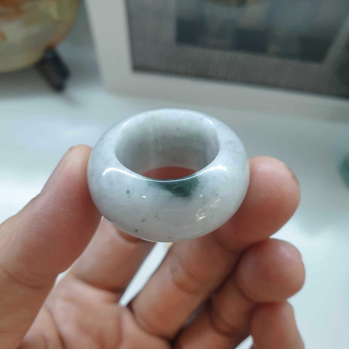 Speckled Jade Domed Ring (12.25 US) | Type A Natural Jadeite