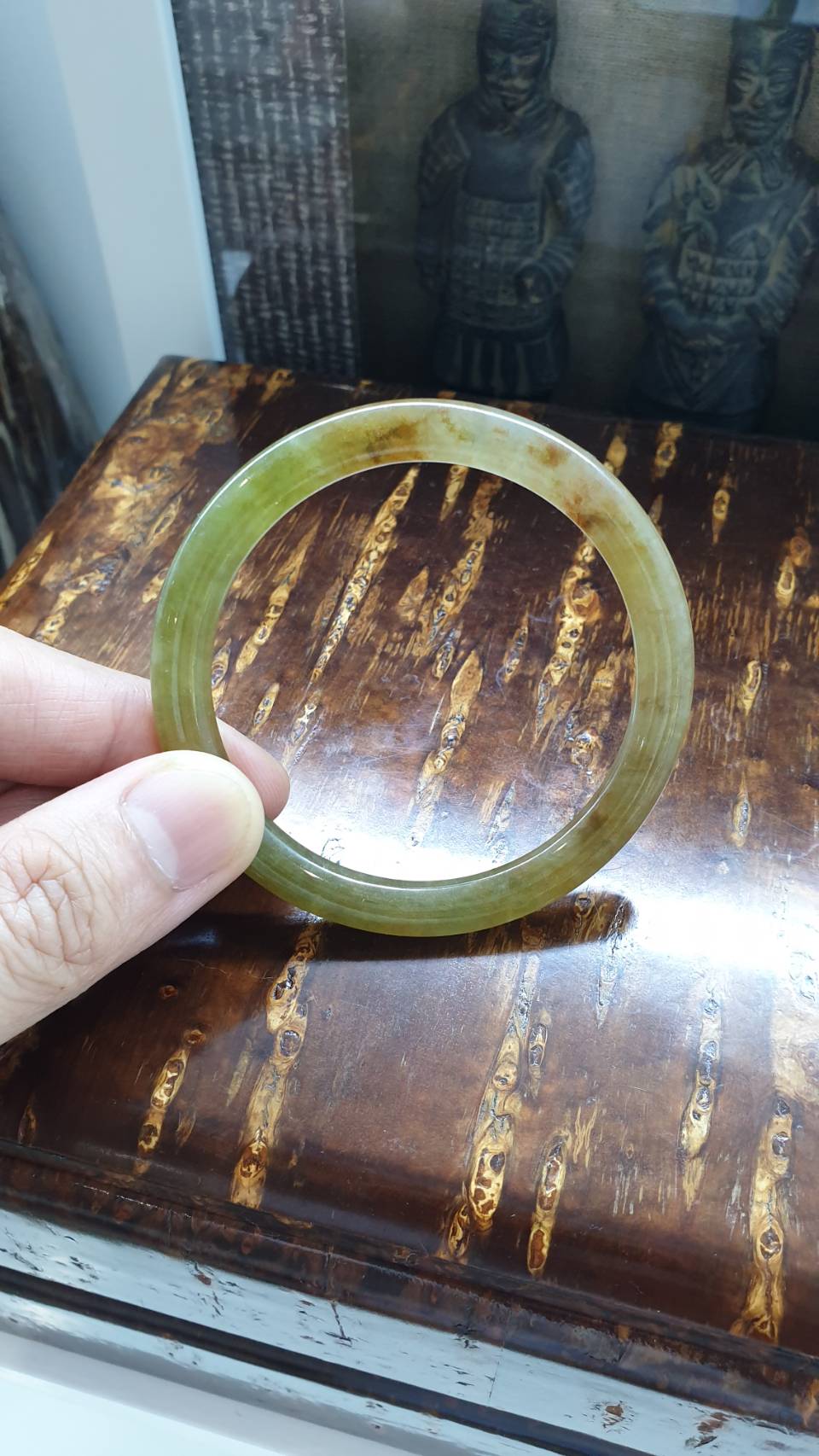 Honey Jade Cylindrical Bangles, Pair (Size 55 - 56) | Type A Natural Jadeite