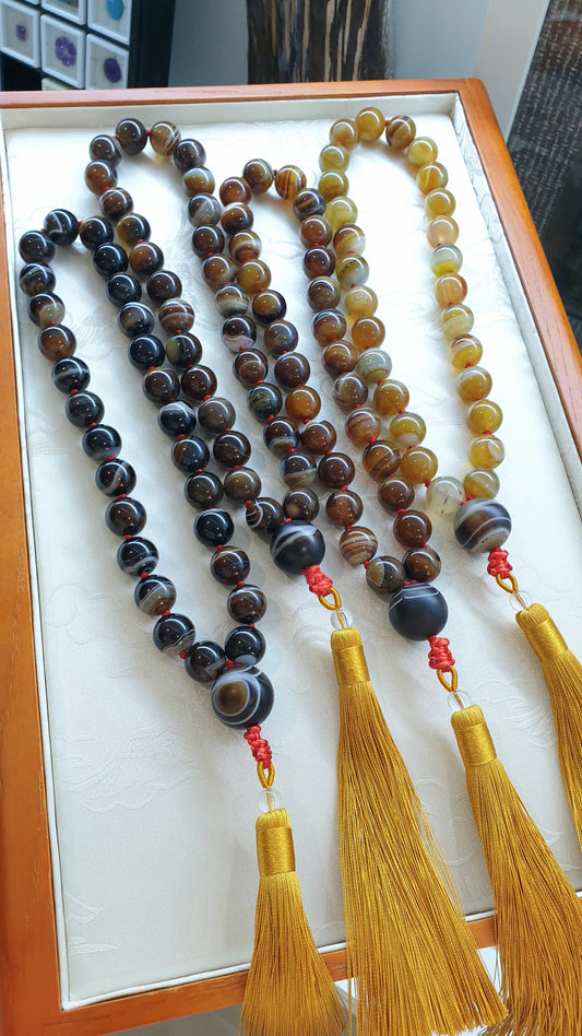 Tea Onyx Japa Mala | Natural Stones | Handcrafted Lucky Charms Ideal for Gifting 🎁