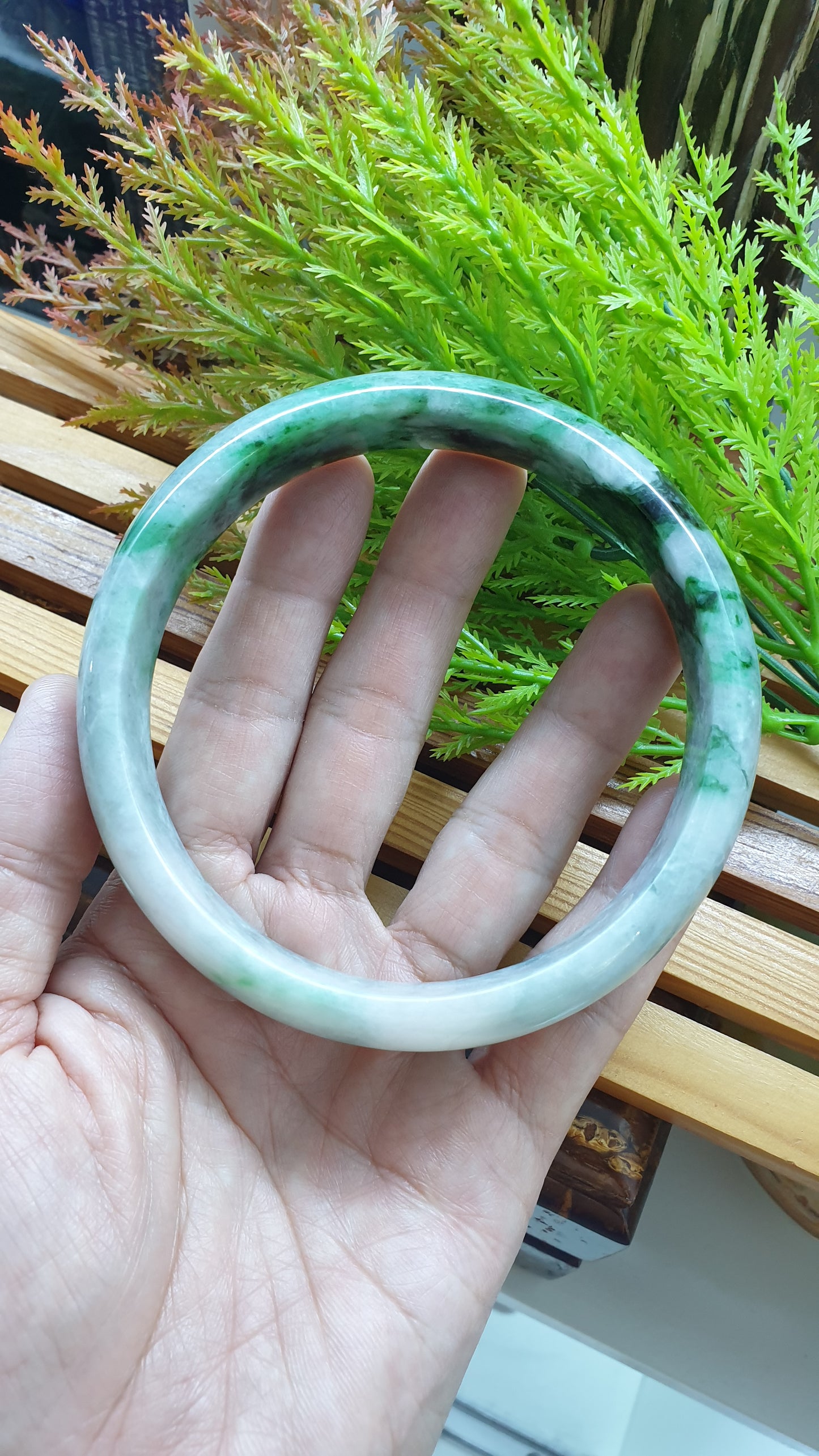 Plus Size Jade Bangle S82.8 Vibrant Green Fei Cui Type A Myanmar Jadeite