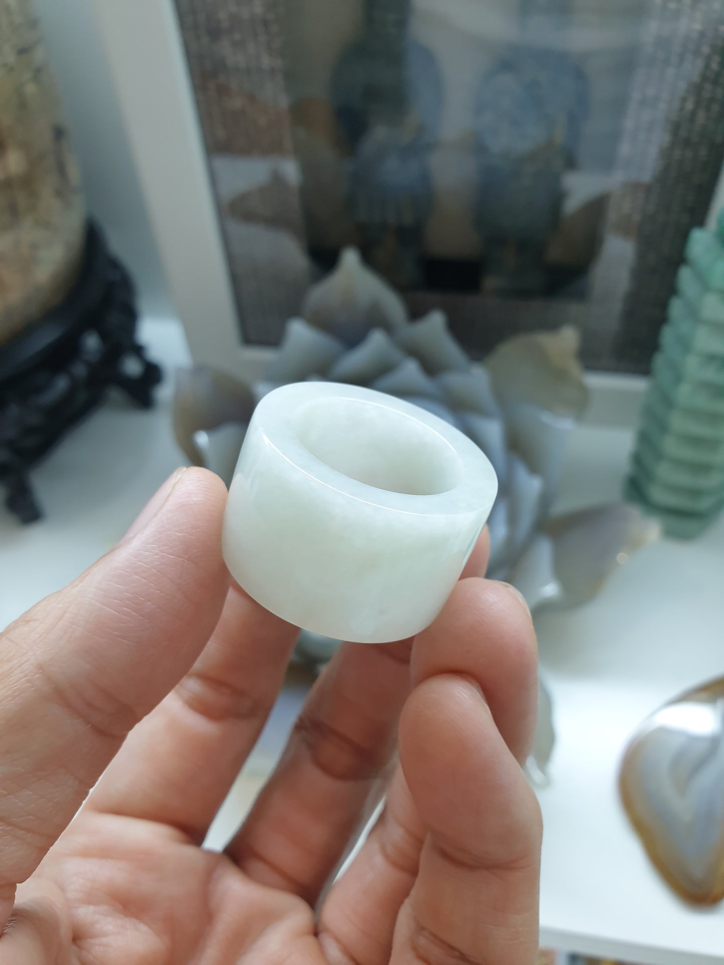 Yellow-White Jade Archer's Ring (US 12.25) | Authentic Type A Jadeite | His or Hers Accessory