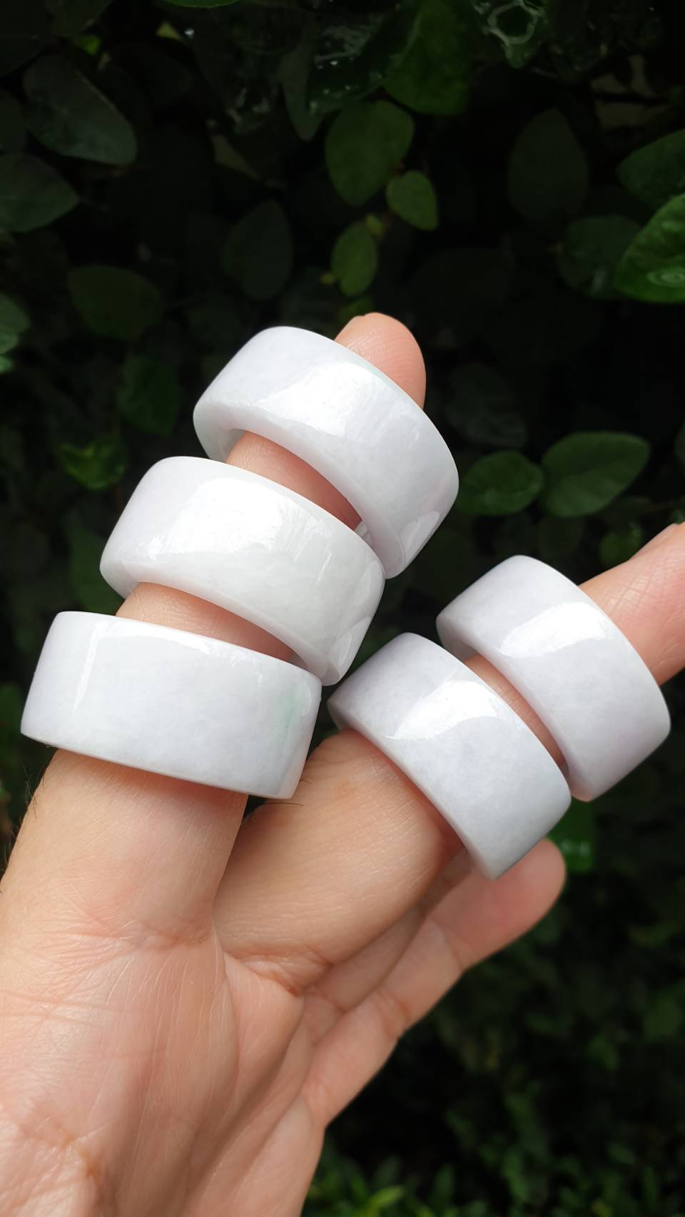 Lavender Tone White Jade Archers Ring 11.25US Type A Fei Cui Natural Myanmar Jadeite