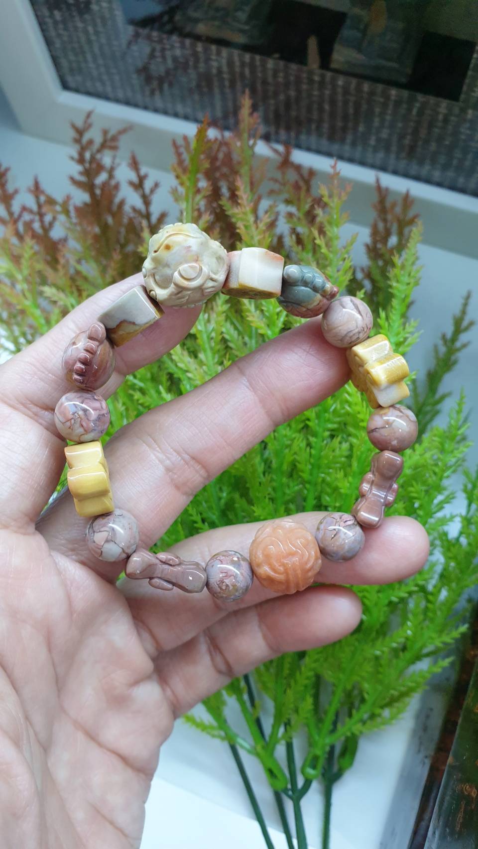 Alxa Jasper Money Toad Bracelet 16 cm - Natural Semiprecious Stones