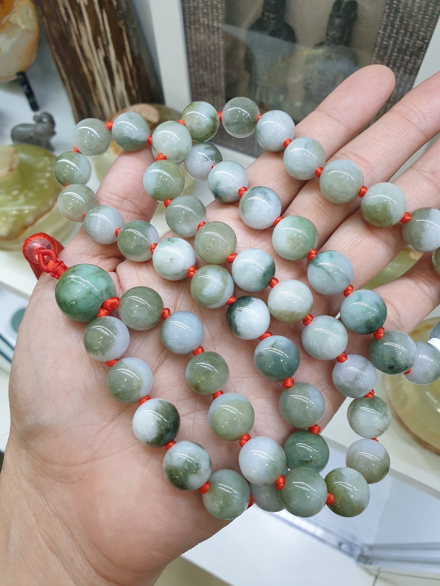 Jade Japa Mala | Two-toned Jadeite Beads - Type A | Handcrafted Meditation Beads