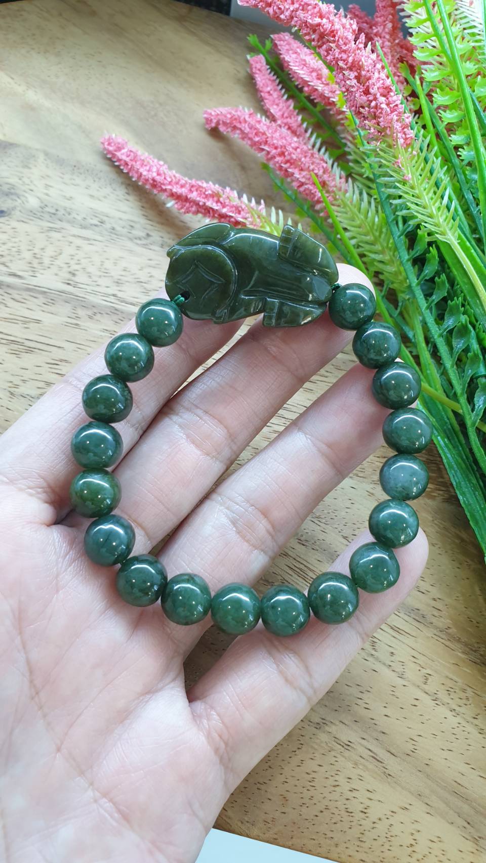 Jade Pixiu Wealth Bracelets 17cm Deep Green Fei Cui Type A Natural Jadeite