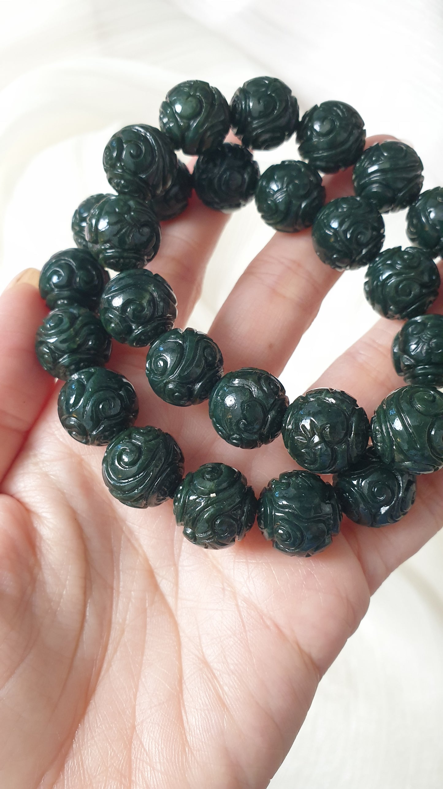 Black Green Jade Ru Yi Bracelets 17cm Fei Cui Myammar Jadeite Type A