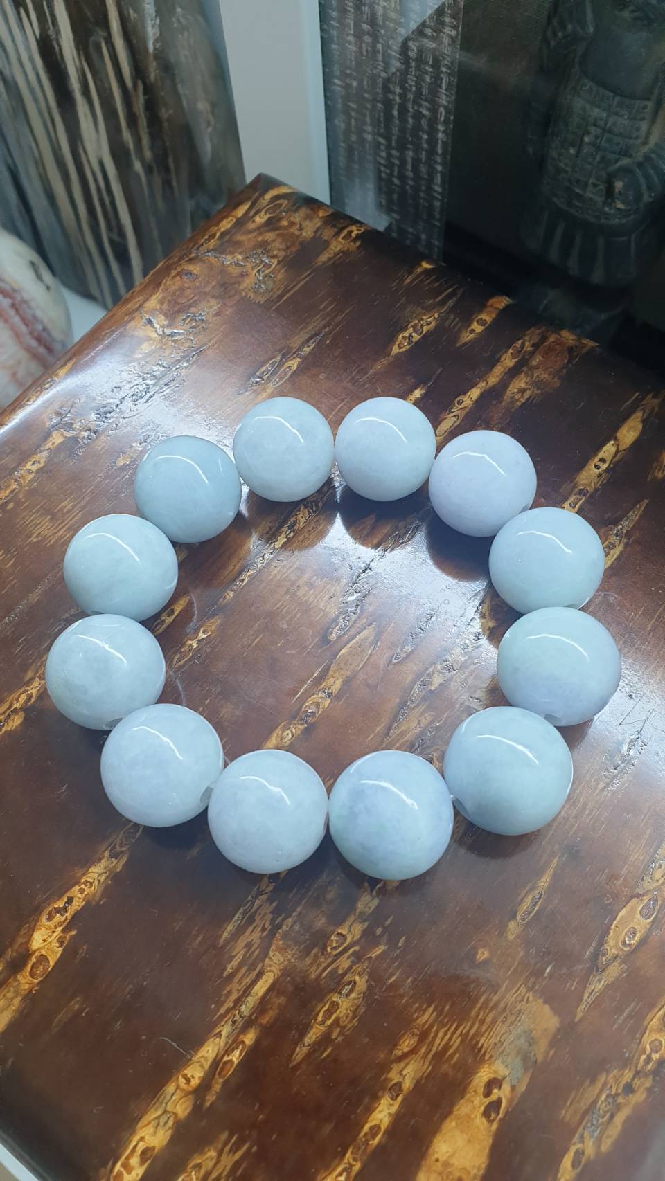 Large Beads Lavender Jade Bracelet (17 cm) | Fei Cui - Type A Jadeite 18 mm Beads | Statement Material Wrist Accessory