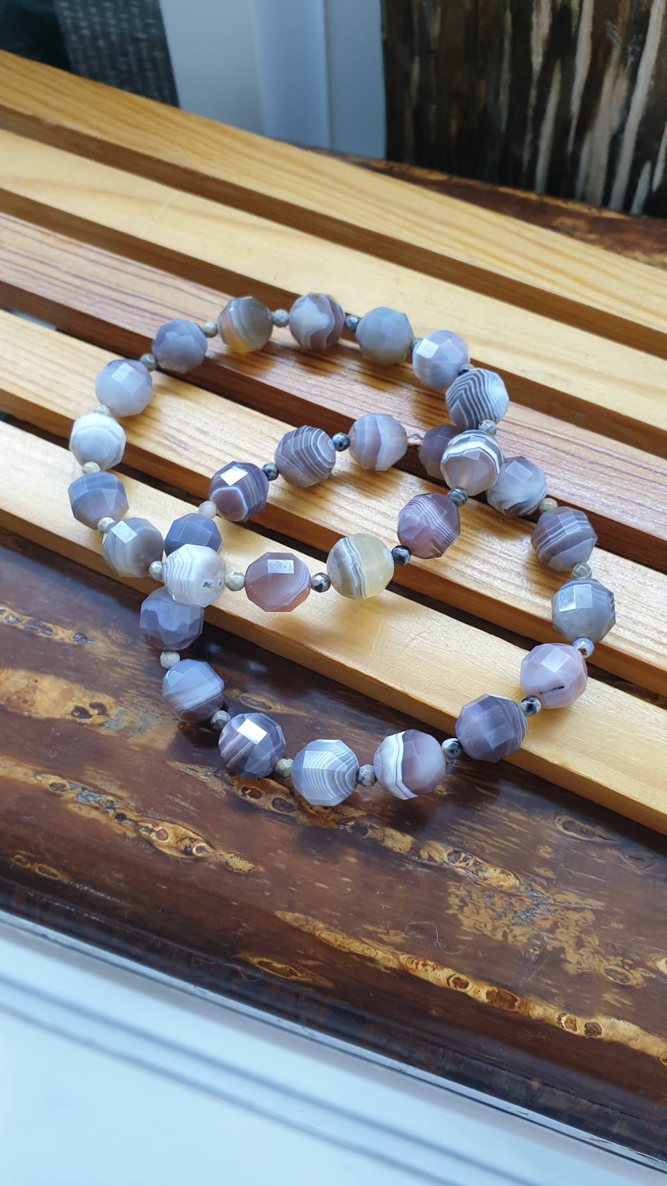 Chic Onyx Bracelets 16 cm - Natural Gemstone Faceted Beads 9 mm