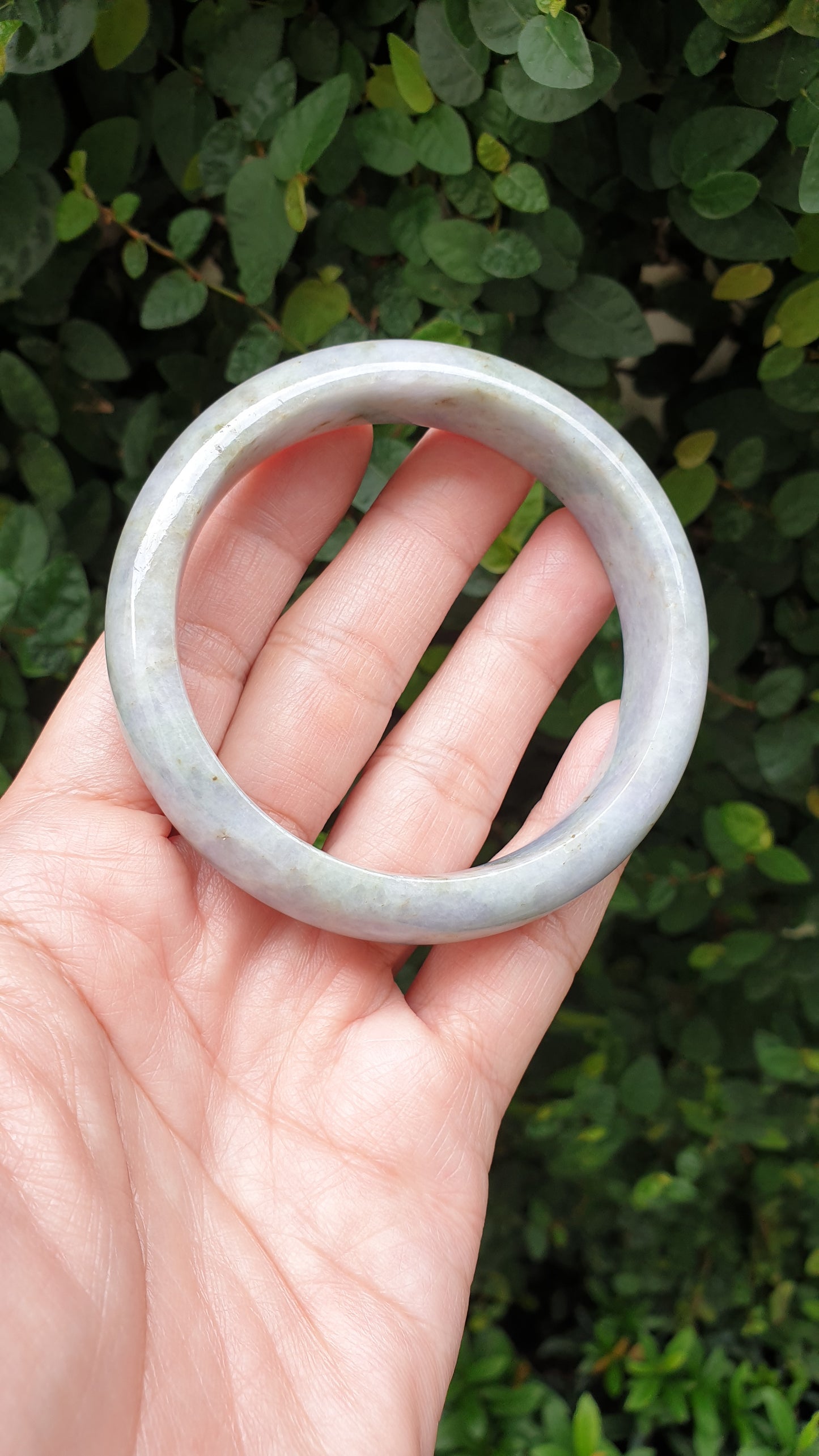 Lavender Jade Bangle S62.5 Speckled Type A Natural Burma Jadeite Fei Cui