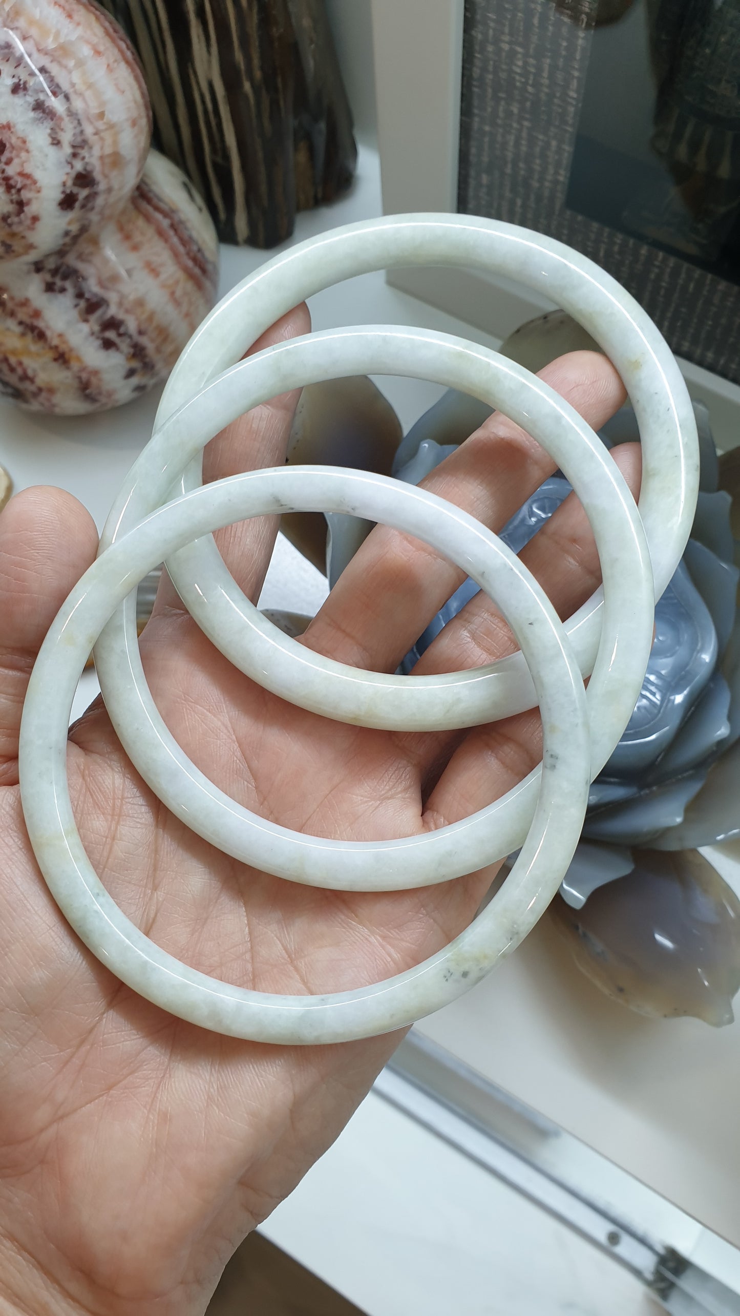 Jade Cylindrical Bangle (S 81 - 83) | Authentic Type A Jadeite | Vintage Jade Bracelet