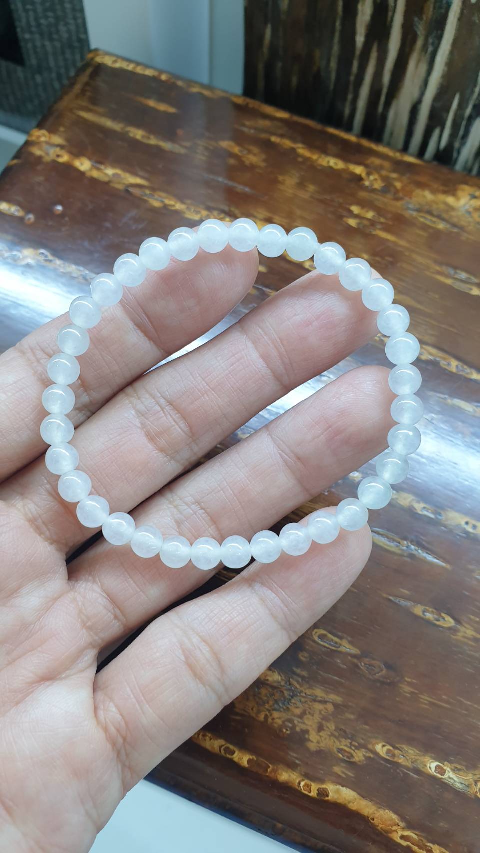 Natural Icy Jade 17cm Bracelet - Type A Myanmar Jadeite 5.5mm Beads
