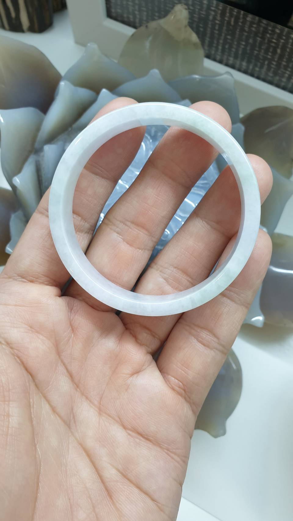 Jade Princess Bangle S52.7 Misty Lavender Fei Cui Type A Myanmar Jadeite