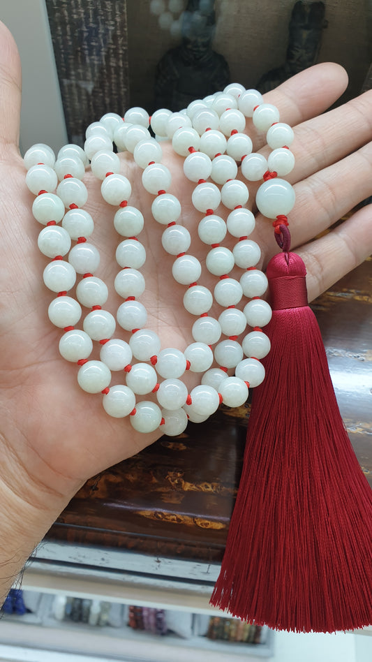 108 Vintage Jade Beads Japa Mala | Fei Cui - Type A Jadeite | Handcrafted Meditation Beads