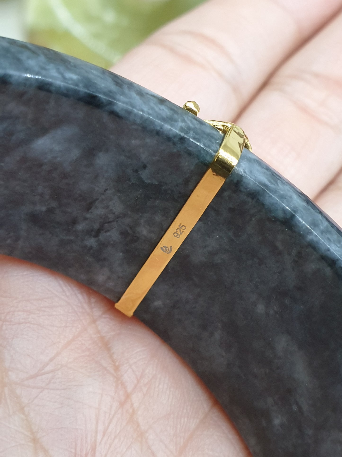 Fortune Dragon on Black Jade Bangle (S 63) | Sterling Silver | Type A Natural Jadeite | Statement Wrist Accessory