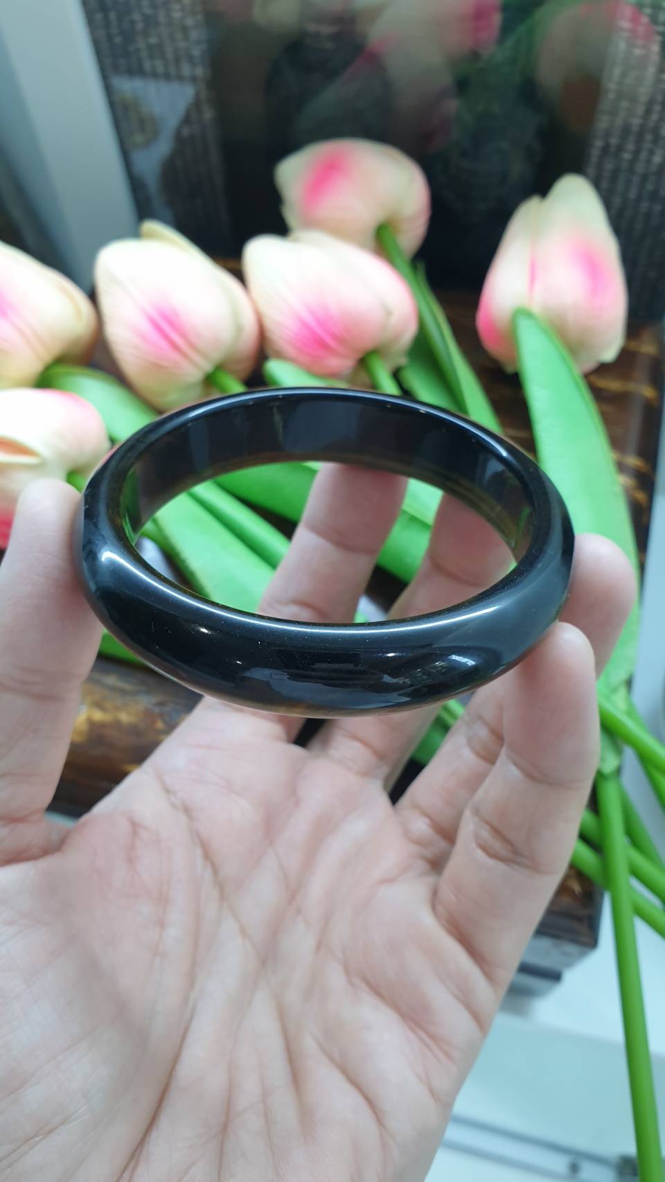 Blue Tiger's Eye Bangle (Size 61) | Natural Stone Bracelet