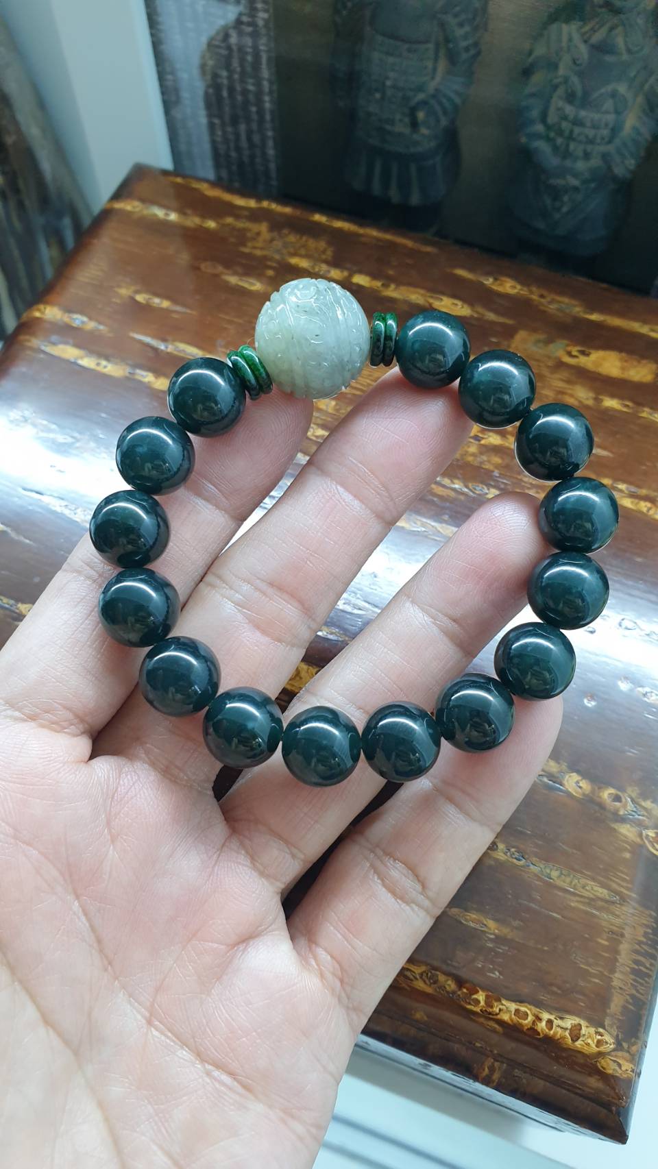 Blue and Gray Jadeite Ru Yi Bracelet 17cm - Type A Natural Jadeite
