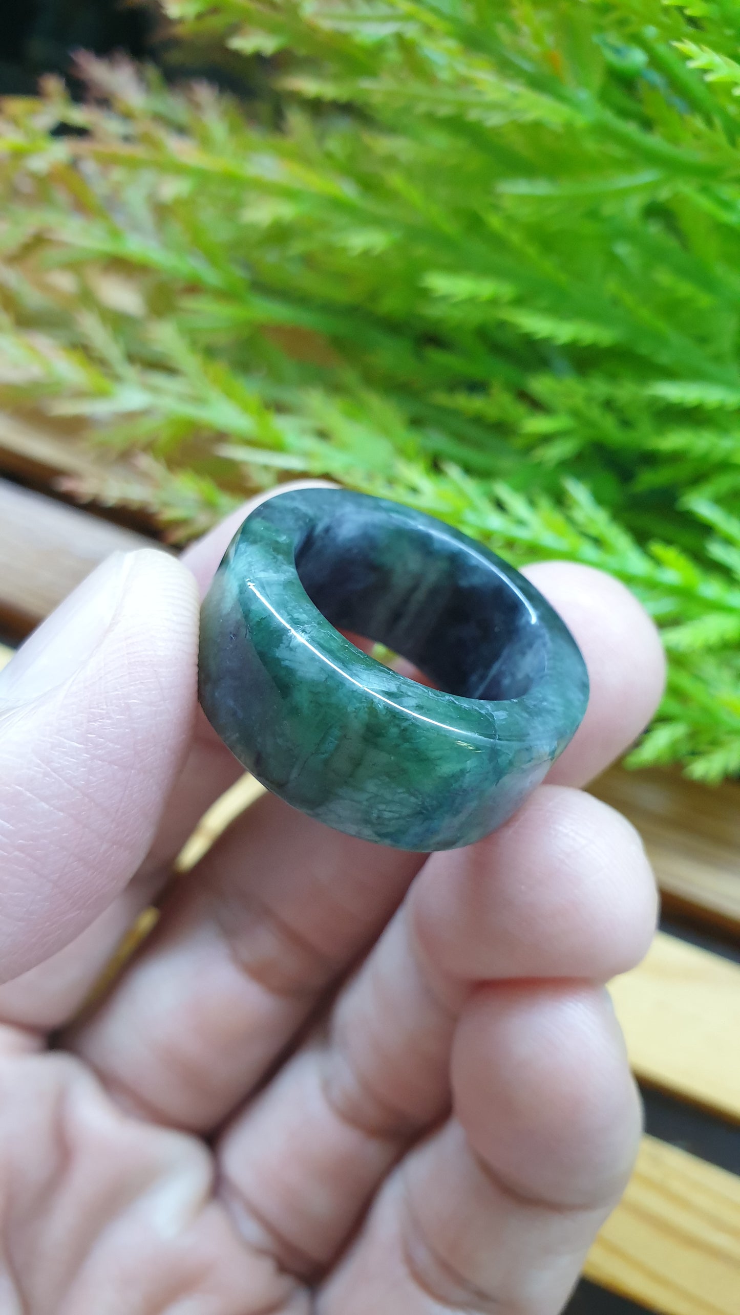 Black Jade Pipe Rings 8.5US Natural Myanmar Jadeite Type A