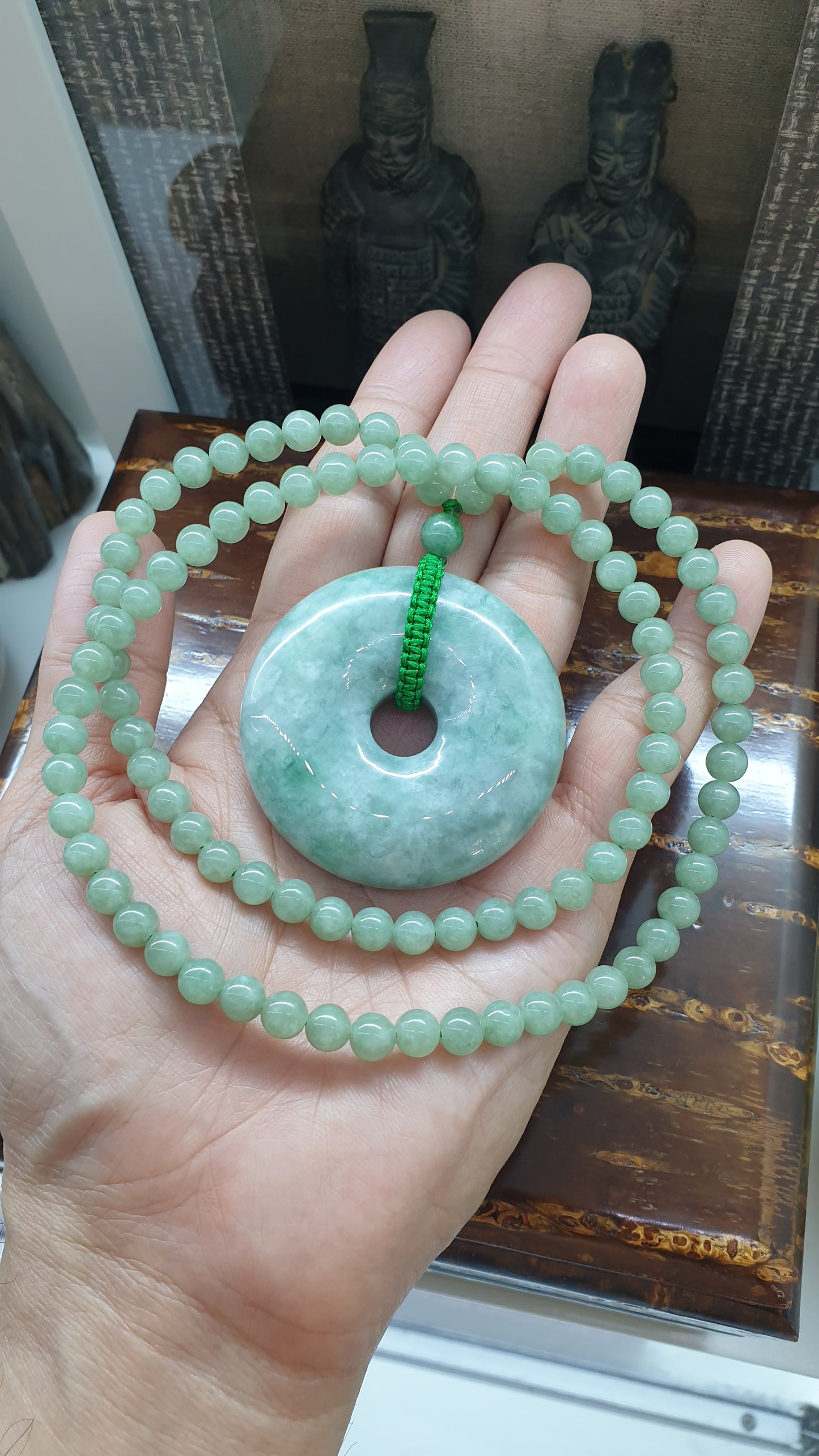 Jade Ping An Kou Necklace (24") | Type A Natural Jadeite | Statement Piece Lucky Charm Jewelry